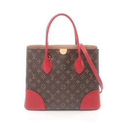 Louis Vuitton Flandrin Tote Bag, Coated Canvas, Leather, Monogram, Women's, Brown, Red, M41596