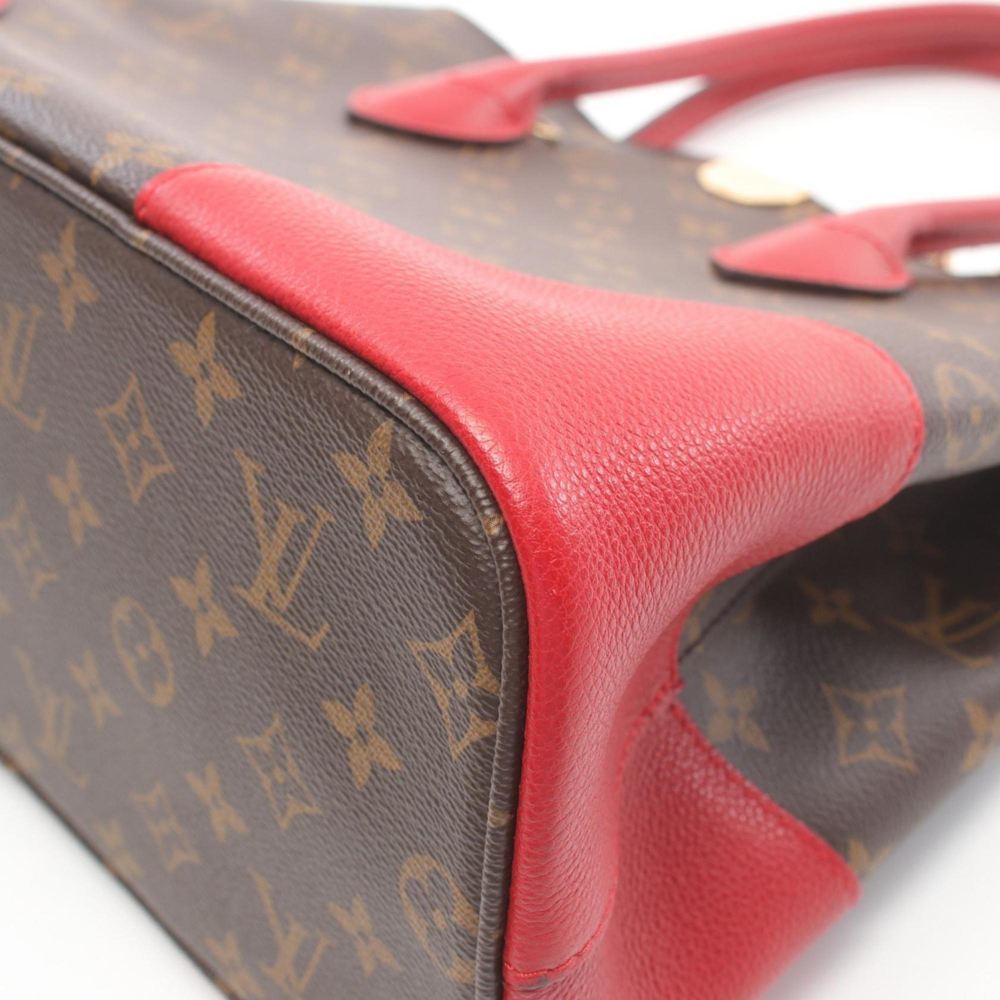 Louis Vuitton Flandrin Tote Bag, Coated Canvas, Leather, Monogram, Women's, Brown, Red, M41596