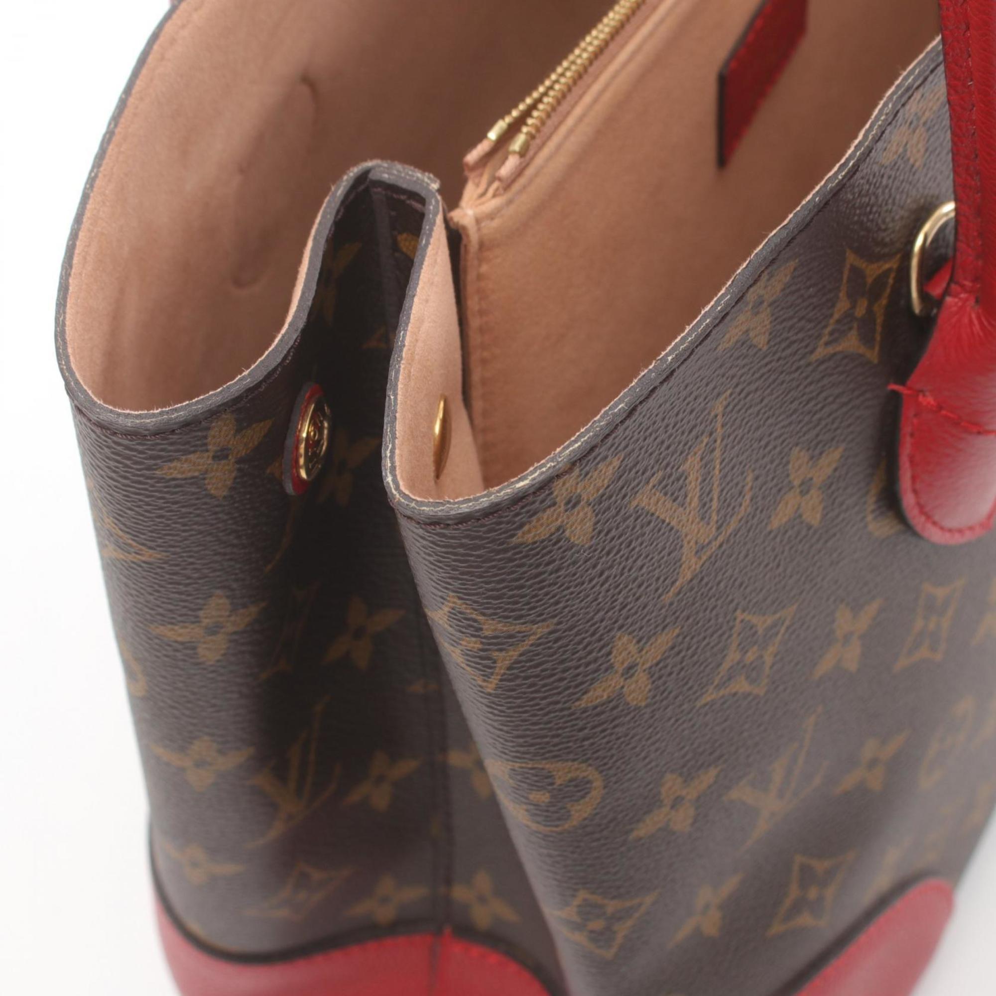 Louis Vuitton Flandrin Tote Bag, Coated Canvas, Leather, Monogram, Women's, Brown, Red, M41596