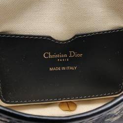 Christian Dior Dior CD Trotter Shoulder Bag Canvas Leather Women's Navy Beige