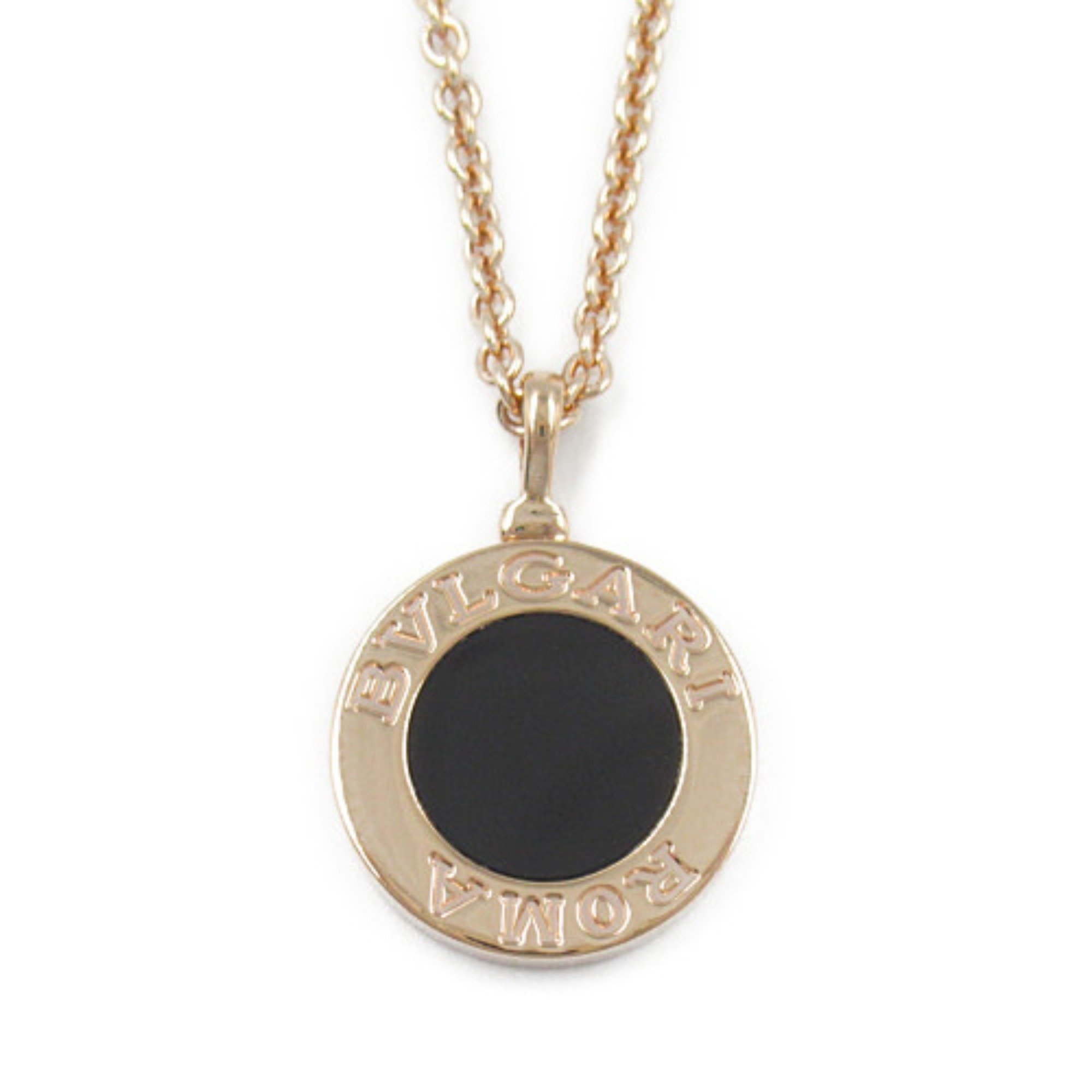 BVLGARI Diamond Onyx Necklace K18PG (Pink Gold) Ladies Clear Black