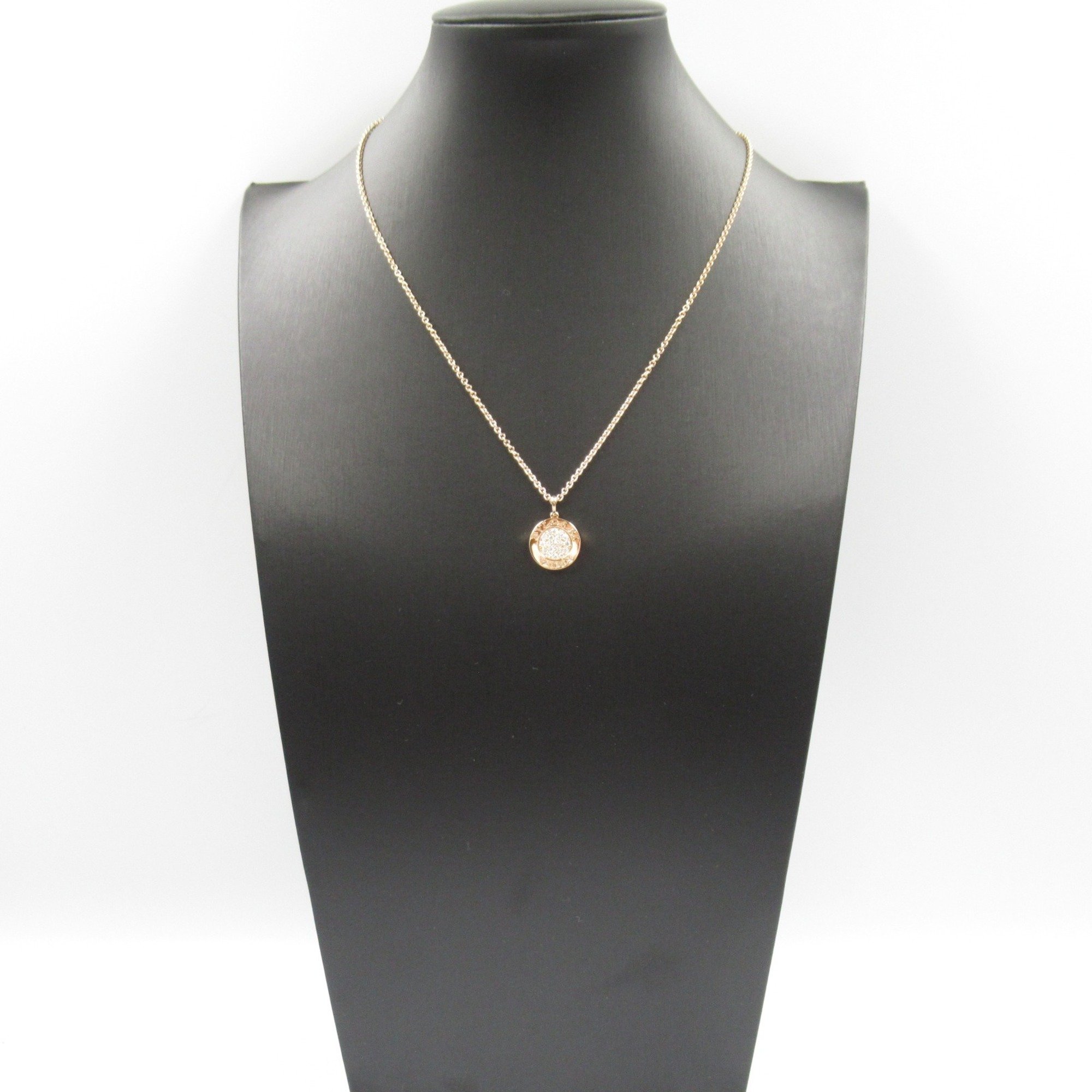 BVLGARI Diamond Onyx Necklace K18PG (Pink Gold) Ladies Clear Black