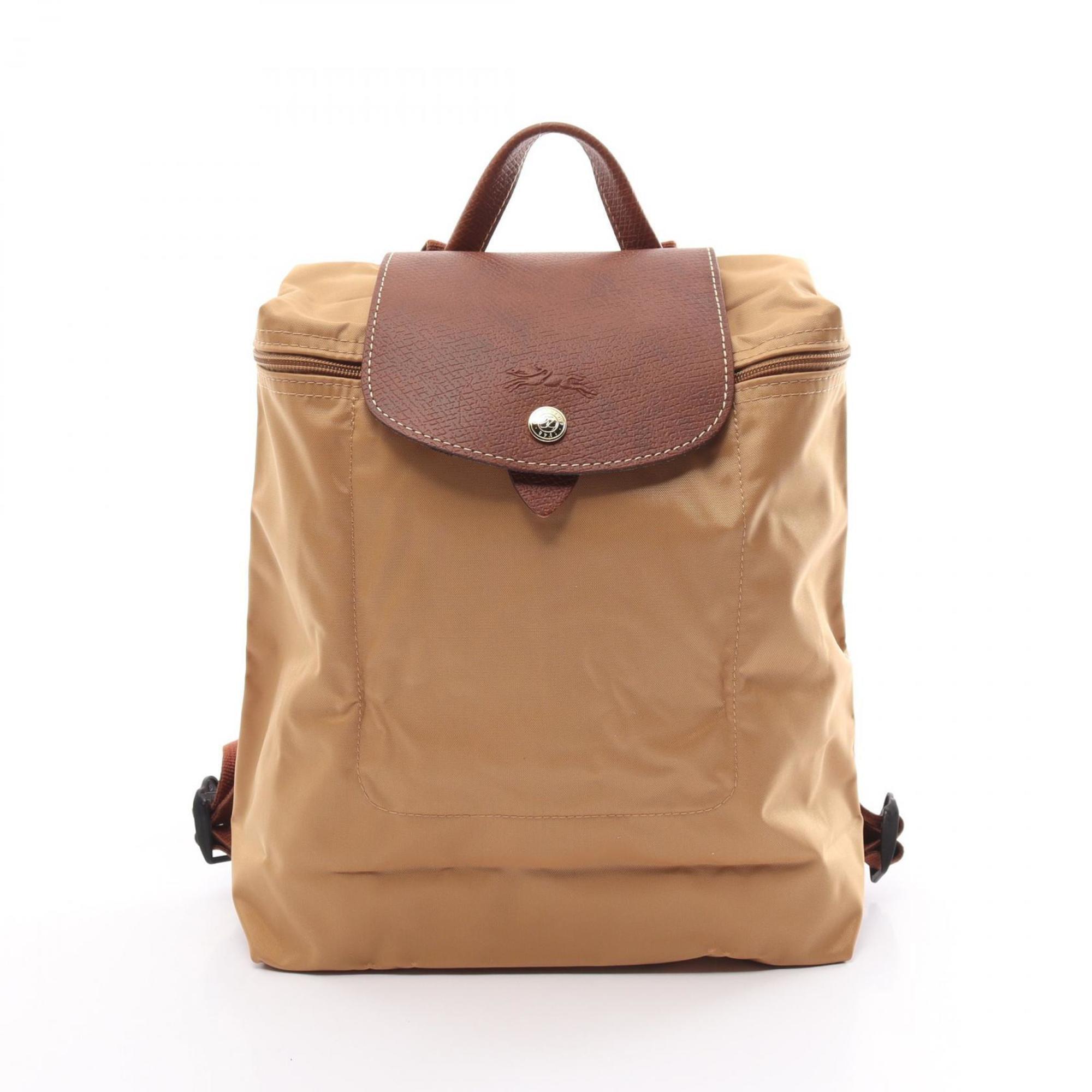 Longchamp Le Pliage Original M Rucksack Backpack Bag Nylon Leather Women's Khaki Brown L1699089P86