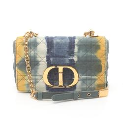 Christian Dior Dior CARO Cannage Shoulder Bag Canvas Women's Green Multicolor