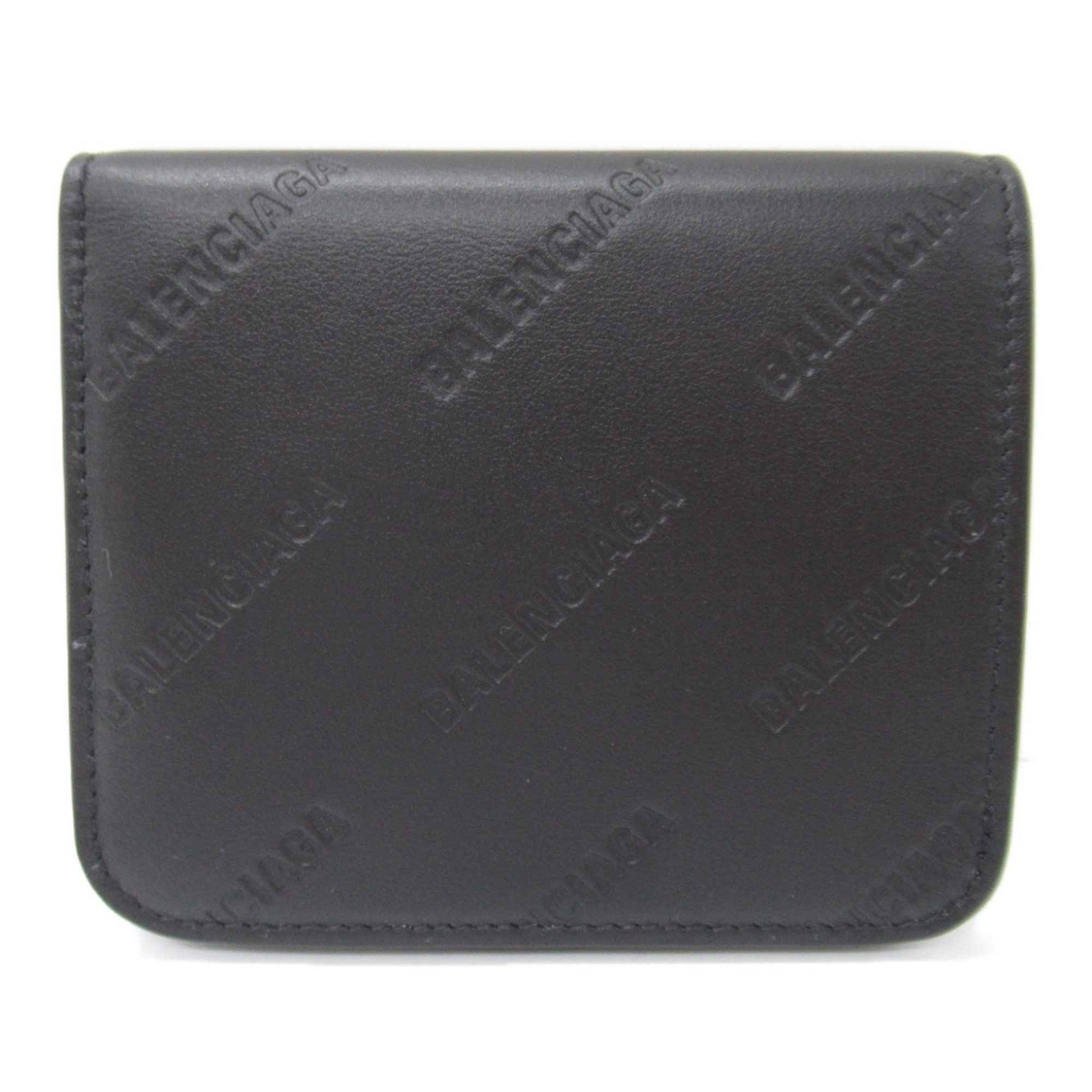 BALENCIAGA Bi-fold Wallet Leather Men's Women's Black 5942162AAXQ1000