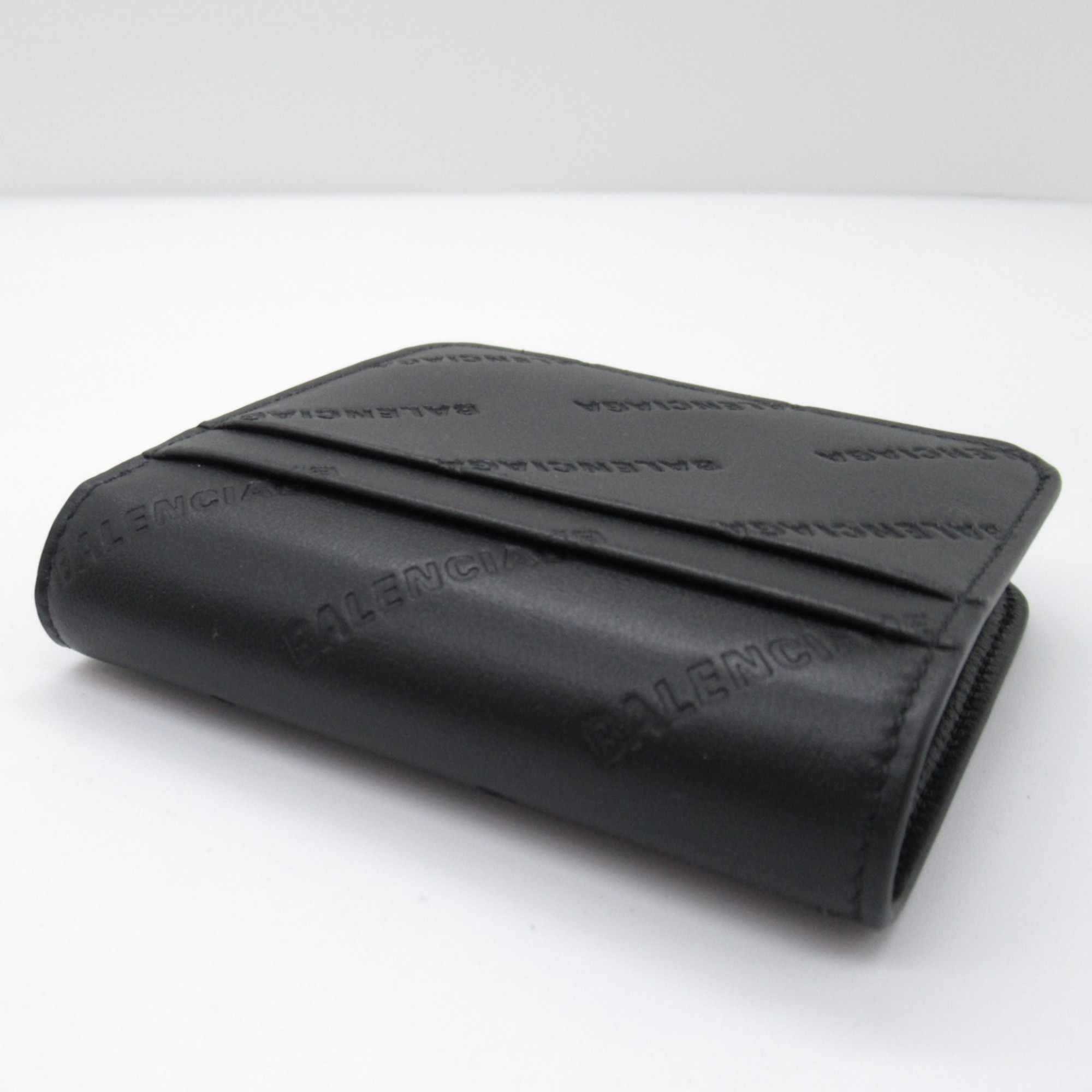 BALENCIAGA Bi-fold Wallet Leather Men's Women's Black 5942162AAXQ1000