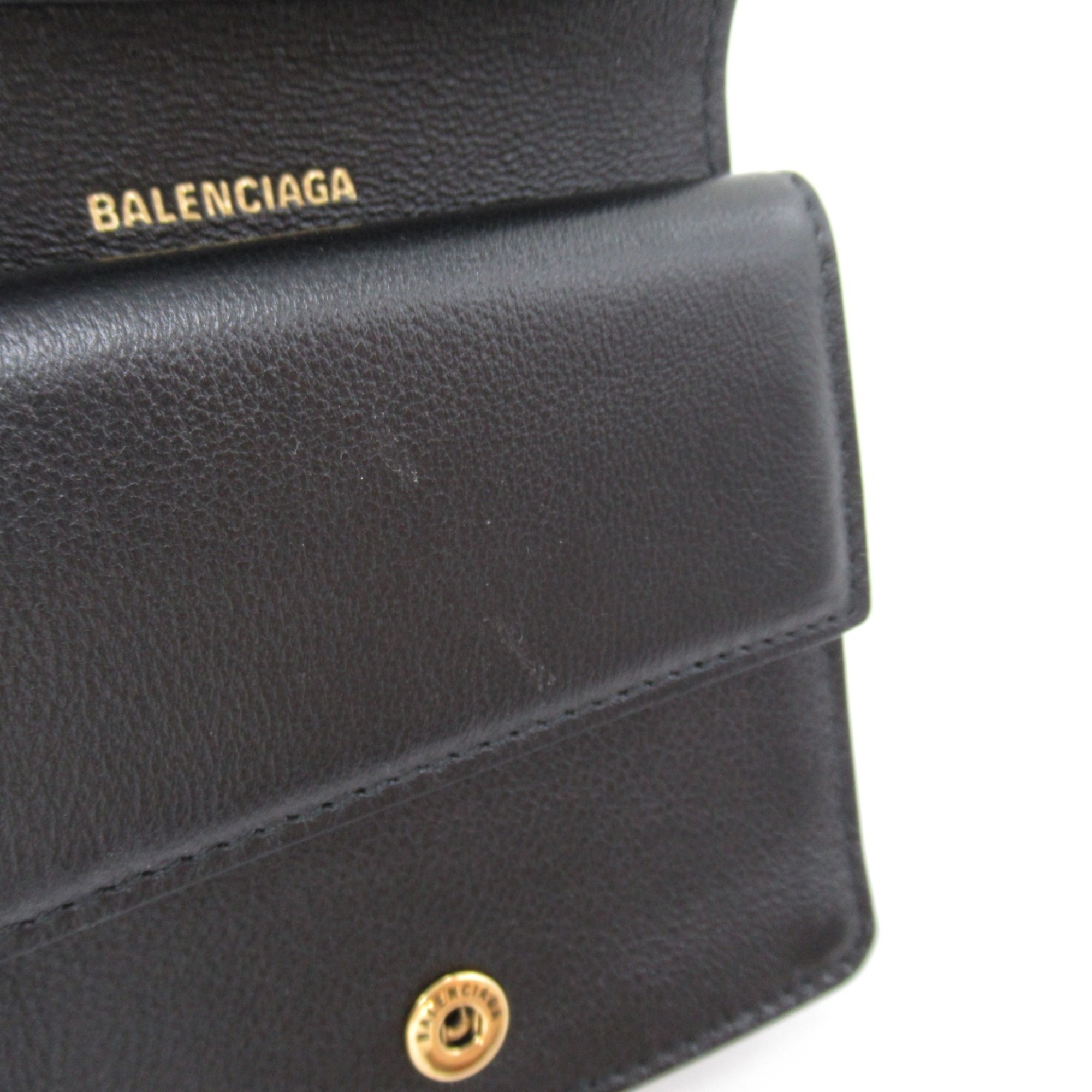 BALENCIAGA Bi-fold Wallet Leather Men's Women's Black 5942162AAXQ1000