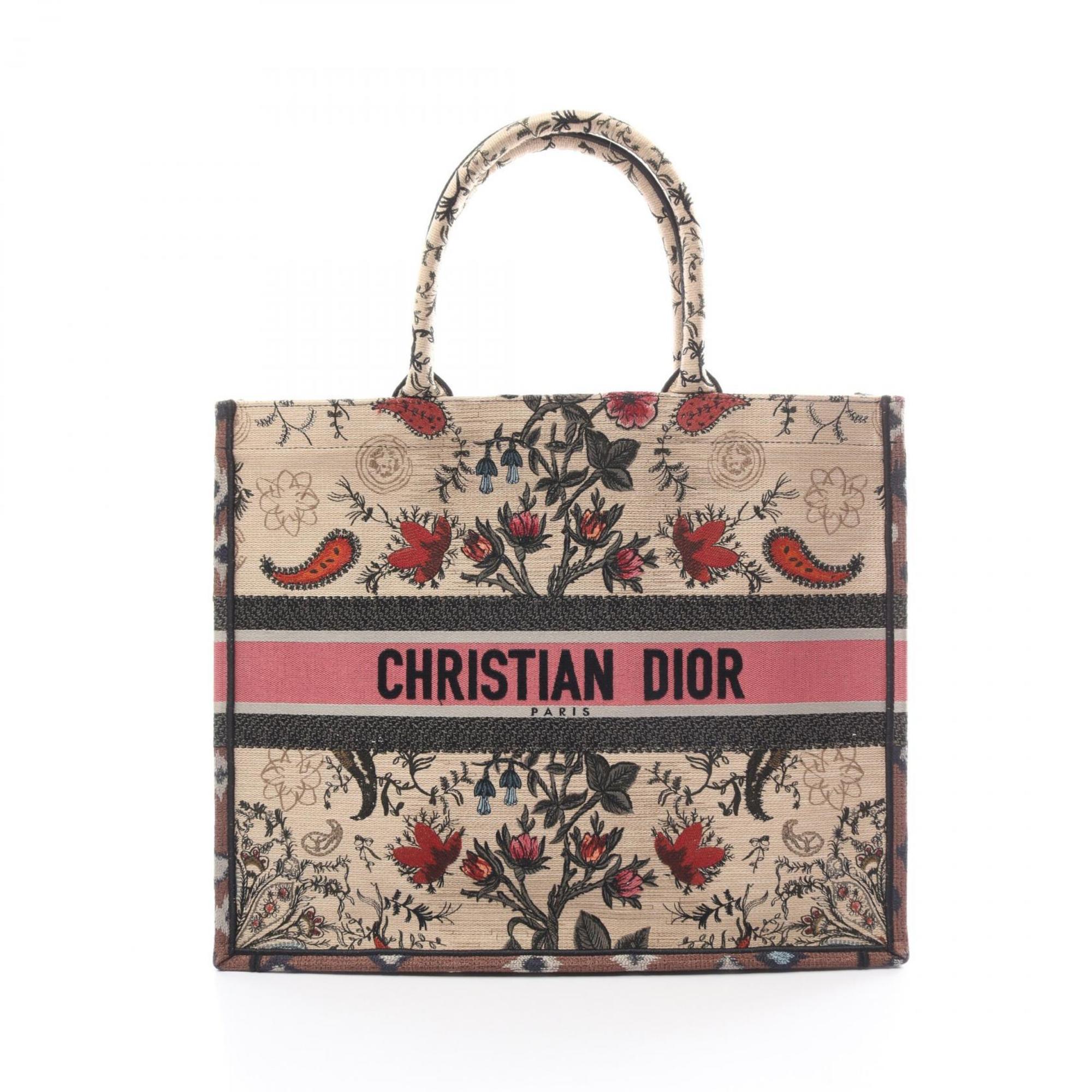 Christian Dior Dior BO TOTE Book Tote Large Bag Canvas Women's Beige Multicolor