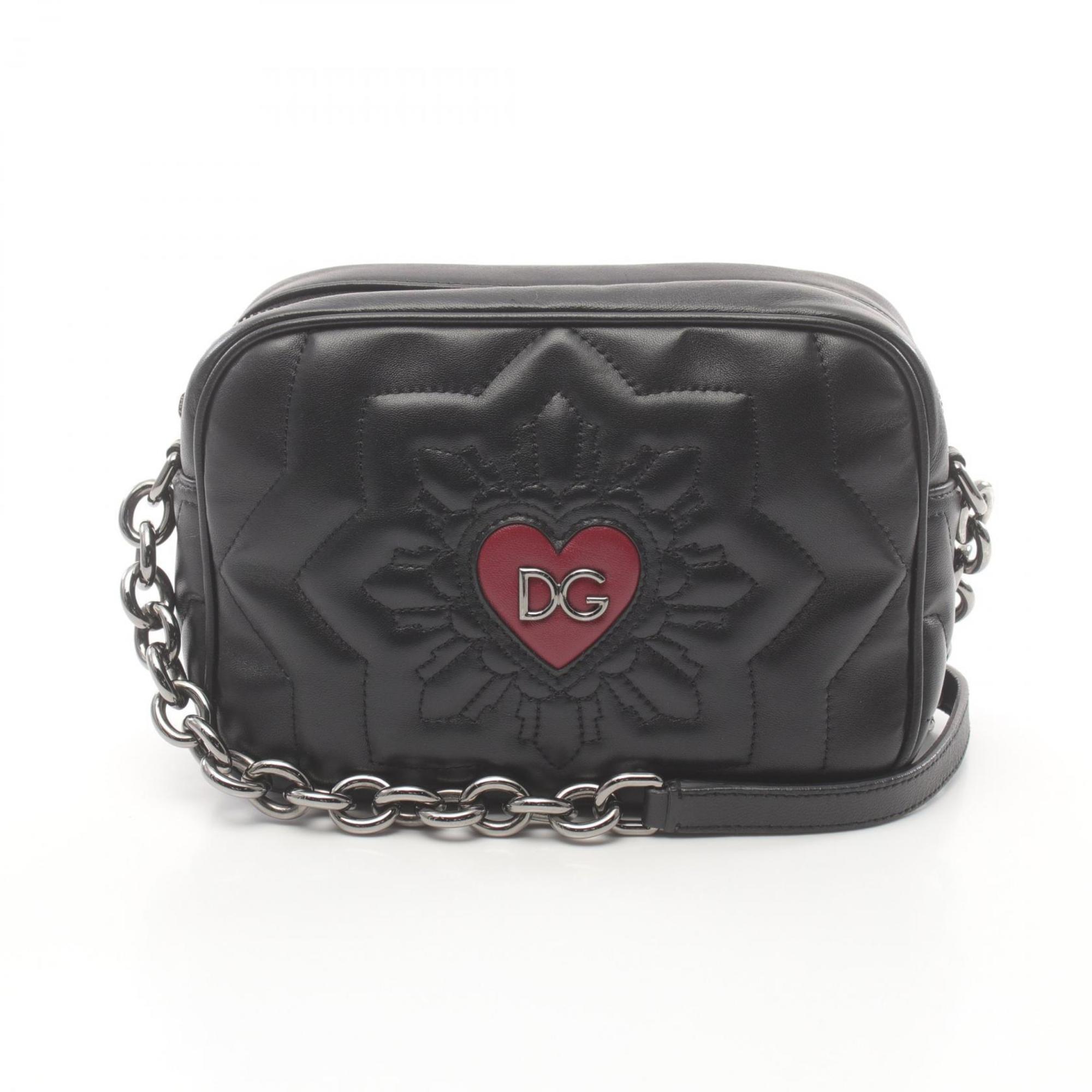 D&G LOVE Shoulder Bag Leather Women's Black