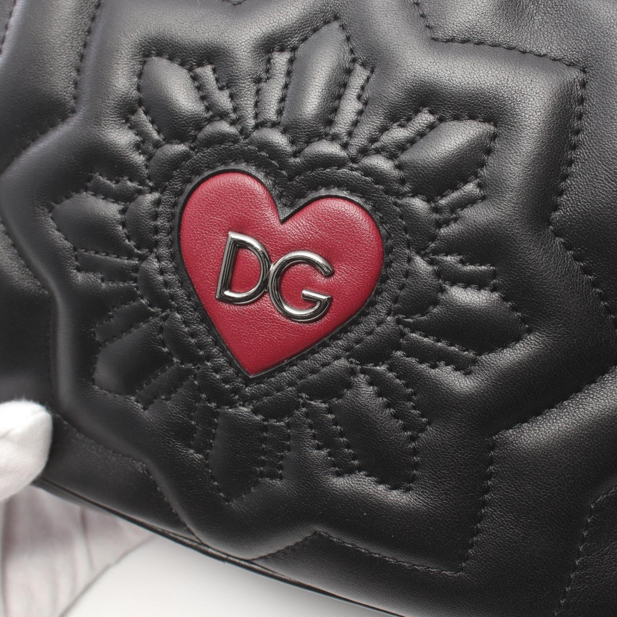 D&G LOVE Shoulder Bag Leather Women's Black