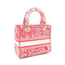 Christian Dior Dior Lady D-Lite Medium Bag Embroidered Handbag Canvas Women's Red White