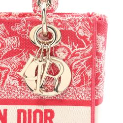 Christian Dior Dior Lady D-Lite Medium Bag Embroidered Handbag Canvas Women's Red White