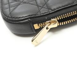 Christian Dior Dior LADY DIOR Phone Holder Cannage Handbag Bag Leather Women's Black