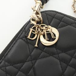 Christian Dior Dior LADY DIOR Phone Holder Cannage Handbag Bag Leather Women's Black