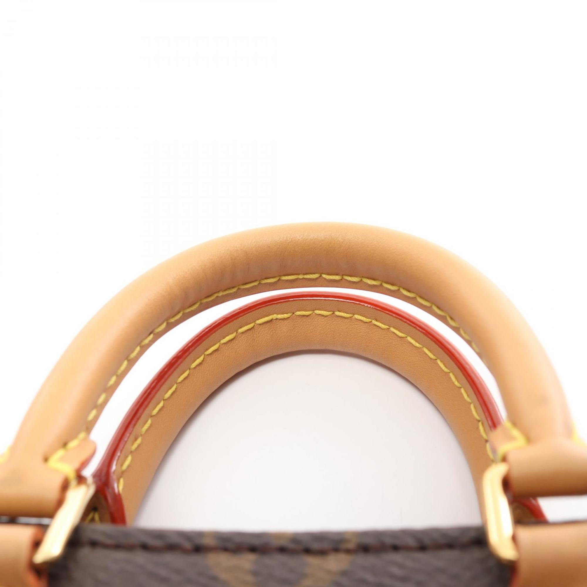 Louis Vuitton Petite Sac Plat Handbag Bag Coated Canvas Leather Monogram Women's Brown M69442