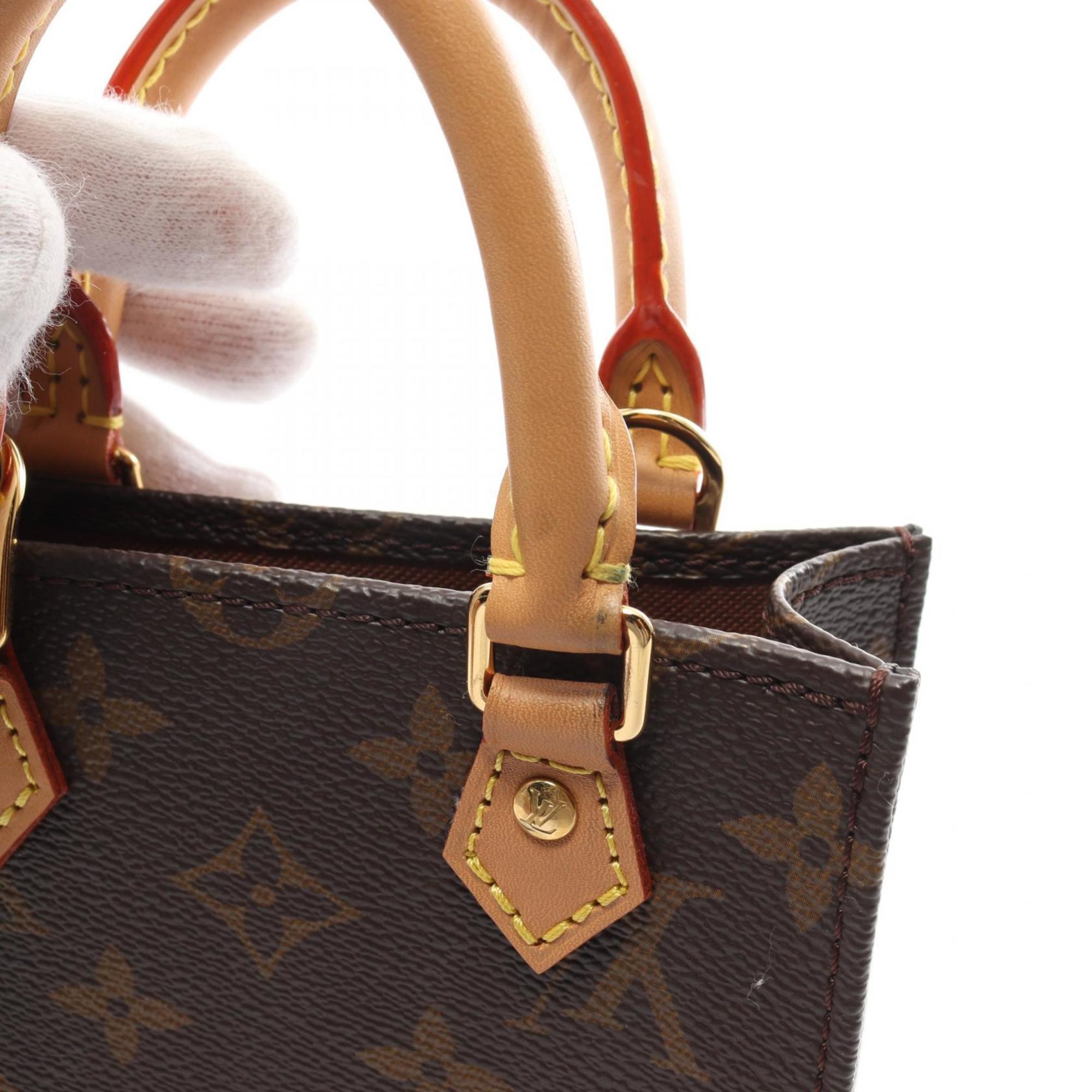 Louis Vuitton Petite Sac Plat Handbag Bag Coated Canvas Leather Monogram Women's Brown M69442