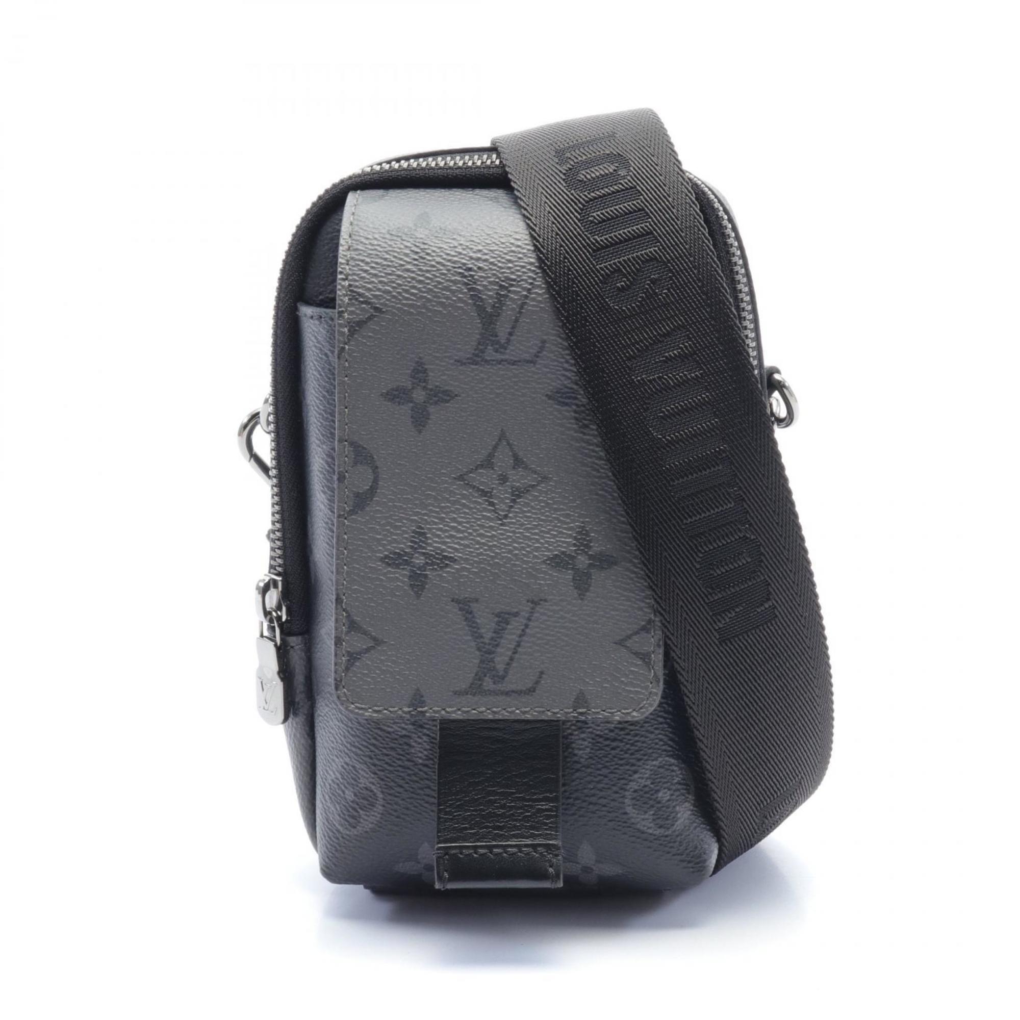 Louis Vuitton LOUIS VUITTON Double Phone Pouch Shoulder Bag Coated Canvas Leather Monogram Eclipse Reverse Men's Black Gray M81321