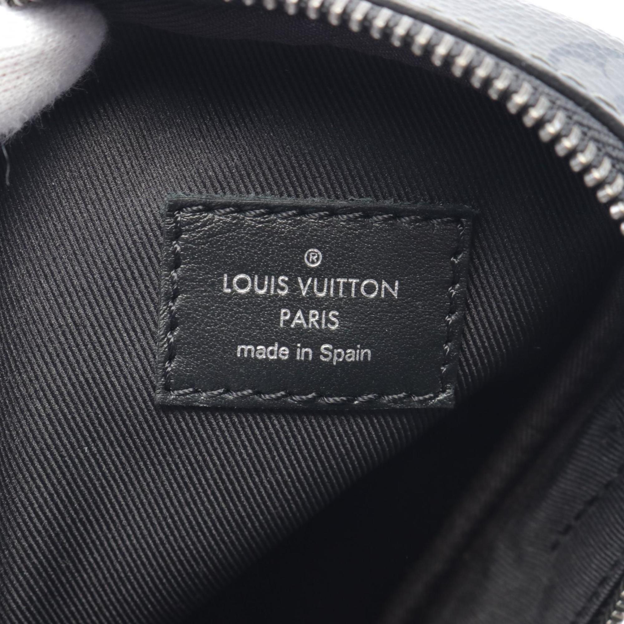 Louis Vuitton LOUIS VUITTON Double Phone Pouch Shoulder Bag Coated Canvas Leather Monogram Eclipse Reverse Men's Black Gray M81321