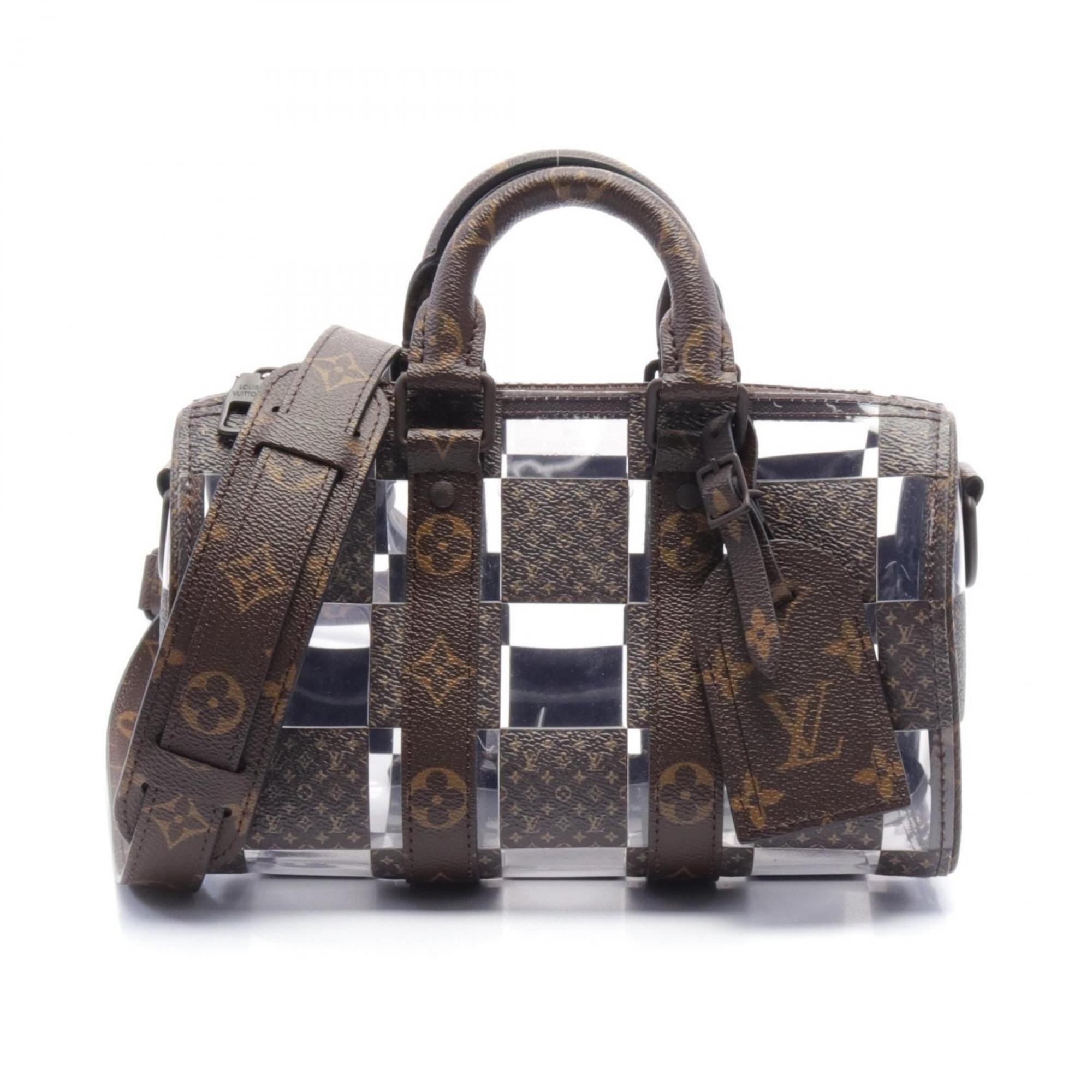 Louis Vuitton Keepall Bandouliere 25 Monogram Chess Handbag Bag Coated Canvas Men's Brown Clear M20872