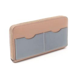 LOEWE ZIP AROUND WALLET Round long wallet Leather Women's Beige Blue 124.12.U03