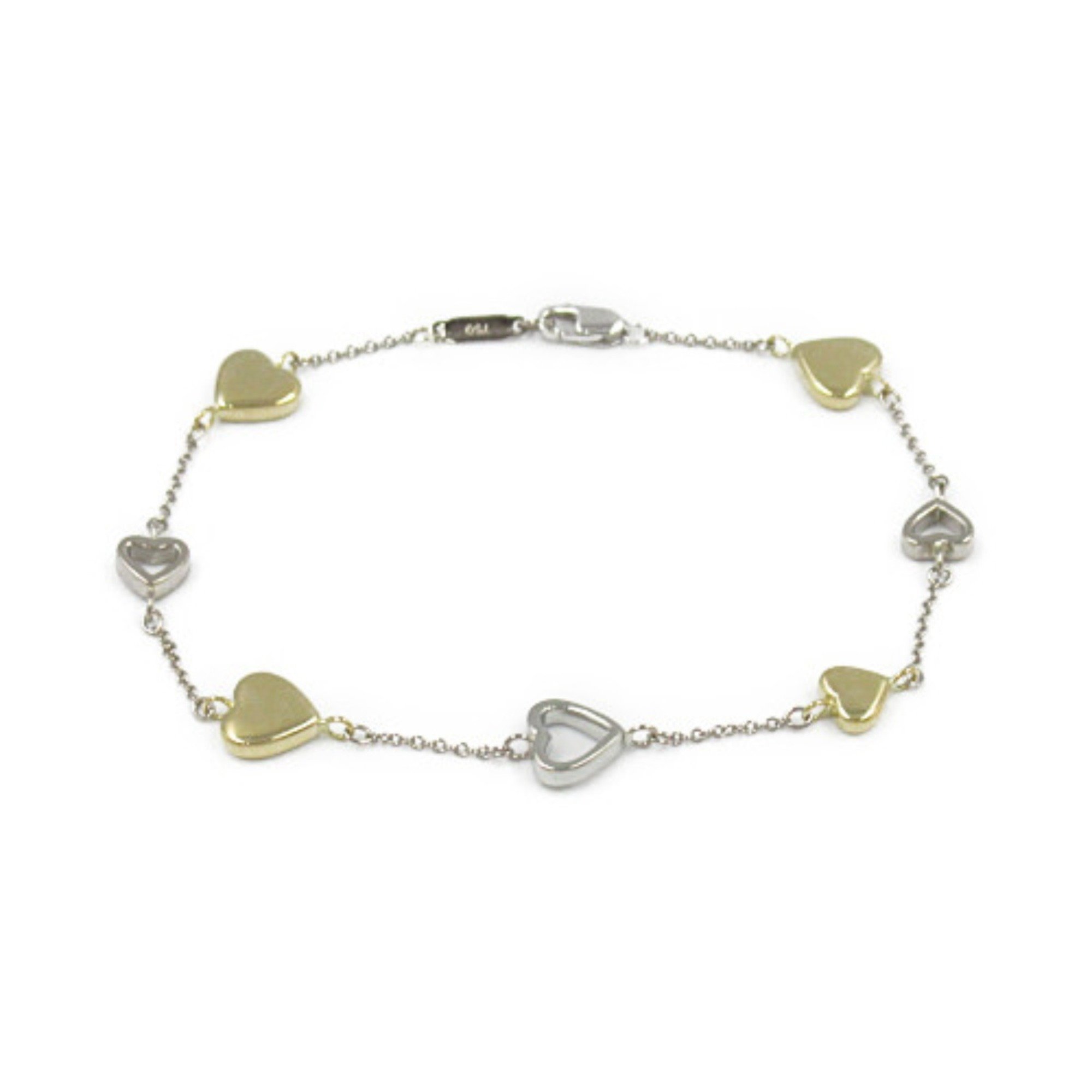 Tiffany & Co. Heart Bracelet, K18 (Yellow Gold), K18WG (White Women's, Gold, Silver