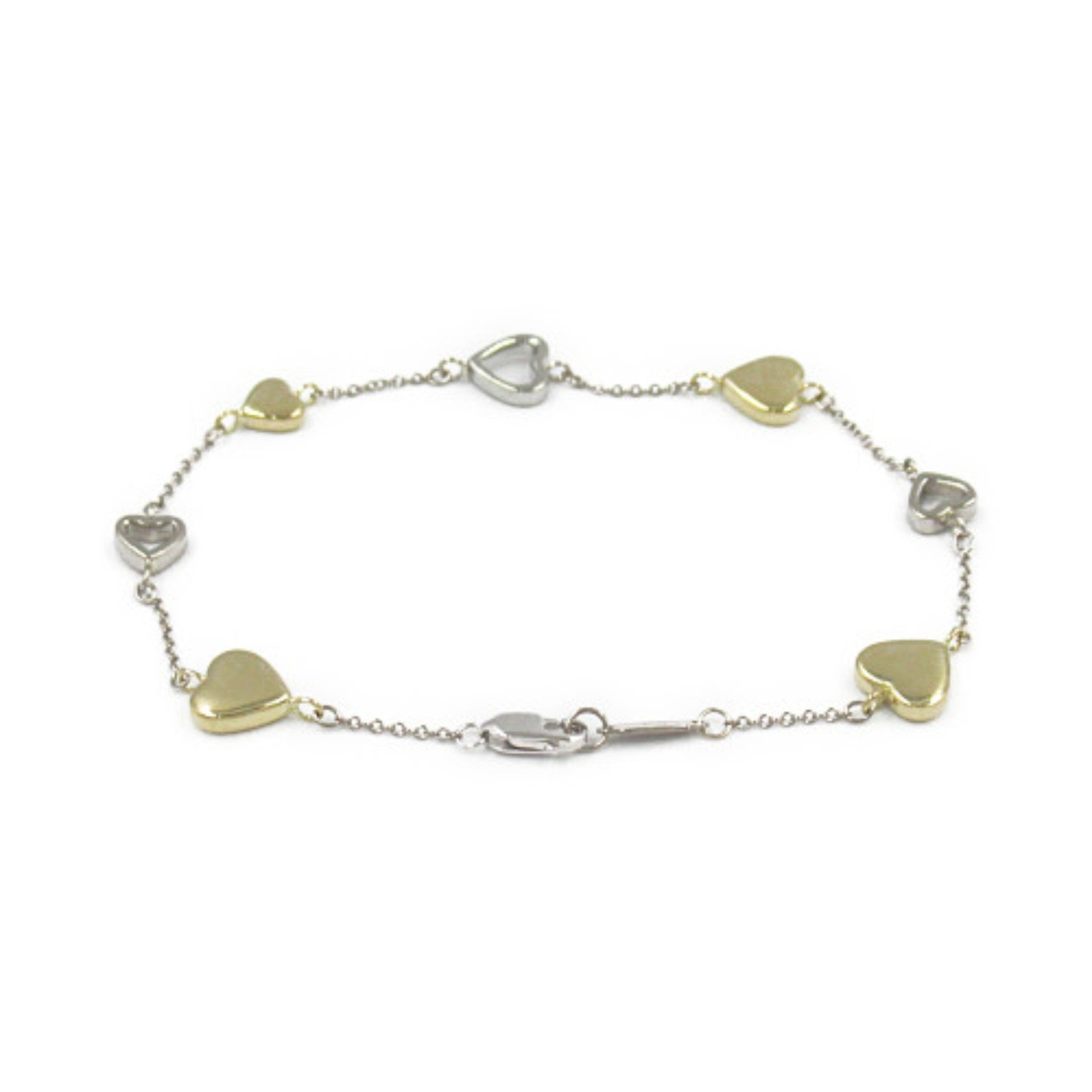 Tiffany & Co. Heart Bracelet, K18 (Yellow Gold), K18WG (White Women's, Gold, Silver