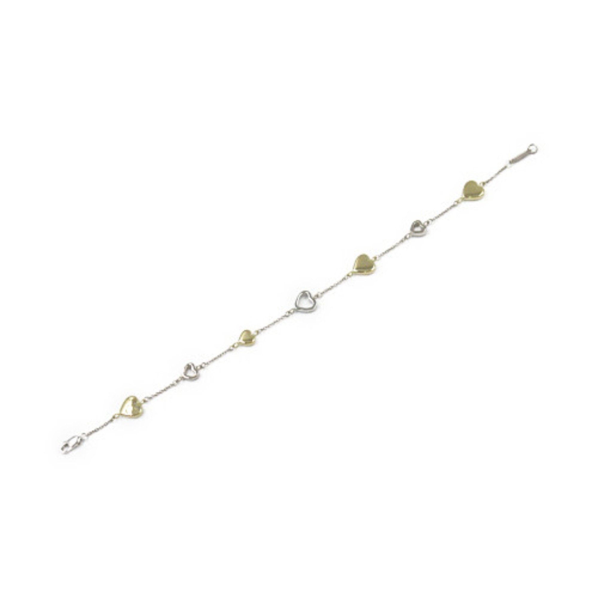 Tiffany & Co. Heart Bracelet, K18 (Yellow Gold), K18WG (White Women's, Gold, Silver