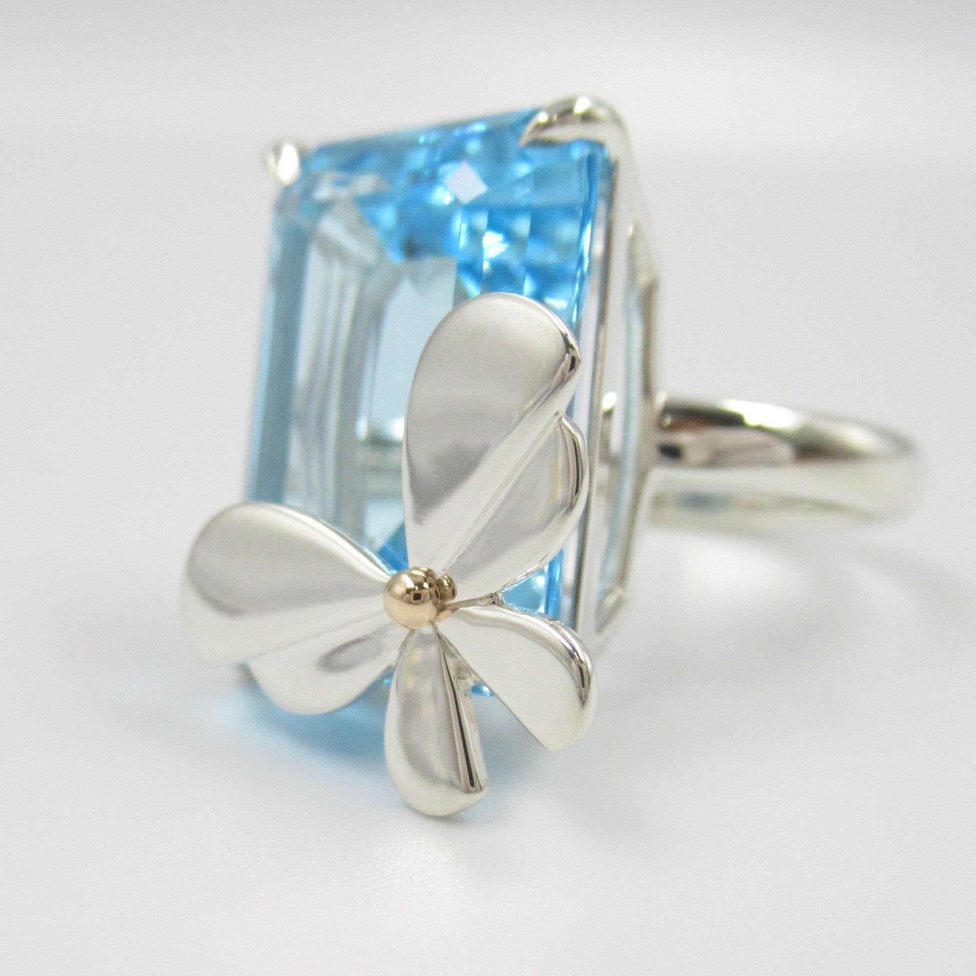 Tiffany & Co. RTT Love Bugs Blue Topaz Butterfly Ring, Silver 925, K18 (Yellow Gold), Topaz, Women's,