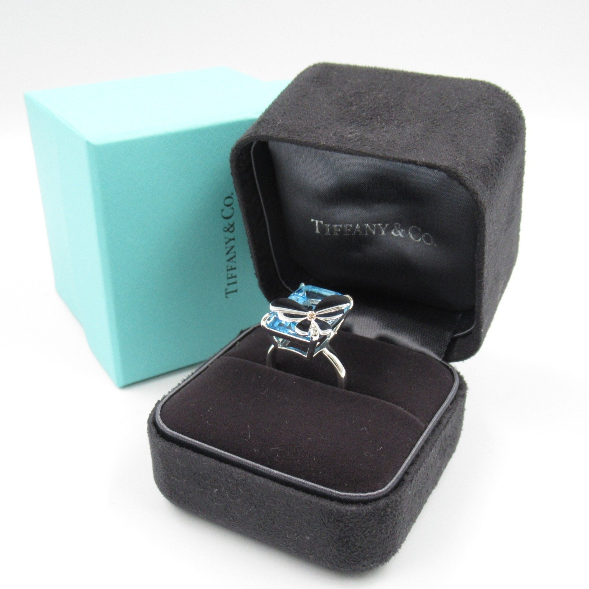 Tiffany & Co. RTT Love Bugs Blue Topaz Butterfly Ring, Silver 925, K18 (Yellow Gold), Topaz, Women's,