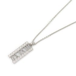 Tiffany & Co. Atlas Bar Diamond Necklace, K18WG (White Gold), Diamond, Women's, Clear