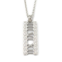 Tiffany & Co. Atlas Bar Diamond Necklace, K18WG (White Gold), Diamond, Women's, Clear