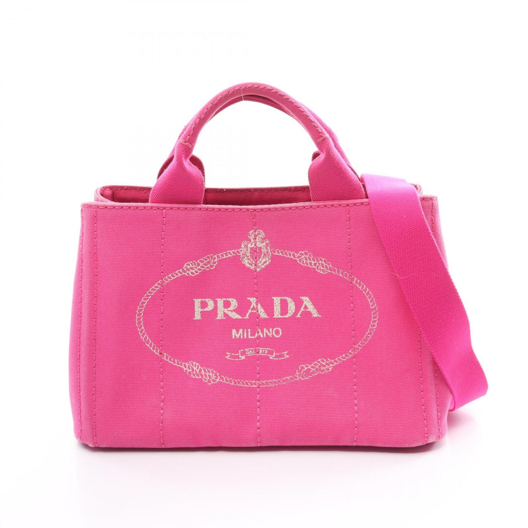 PRADA CANAPA Tote Bag Canvas Women's Pink B2439G