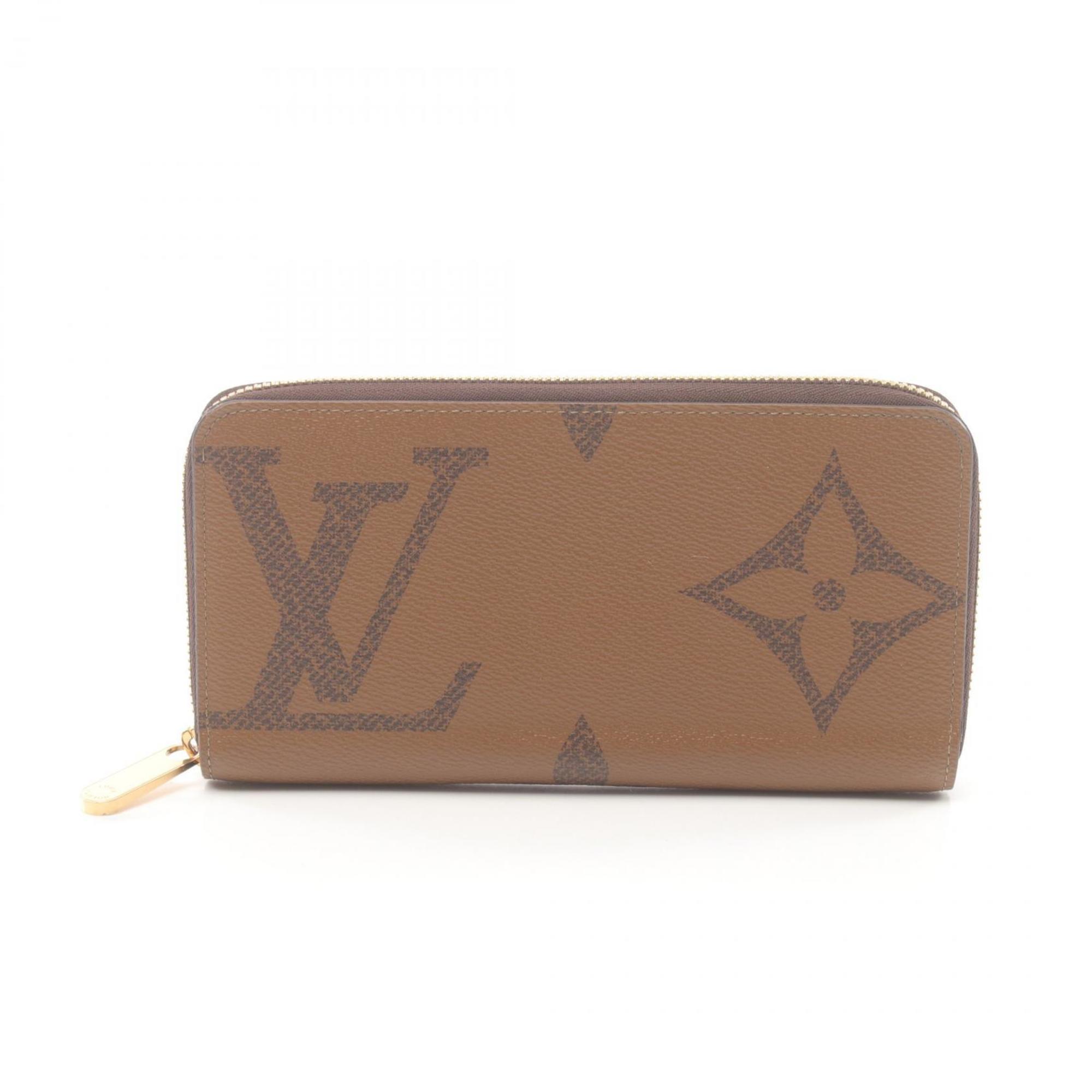 Louis Vuitton LOUIS VUITTON Zippy Wallet Round Long Coated Canvas Leather Monogram Giant Reverse Women's Brown M69353