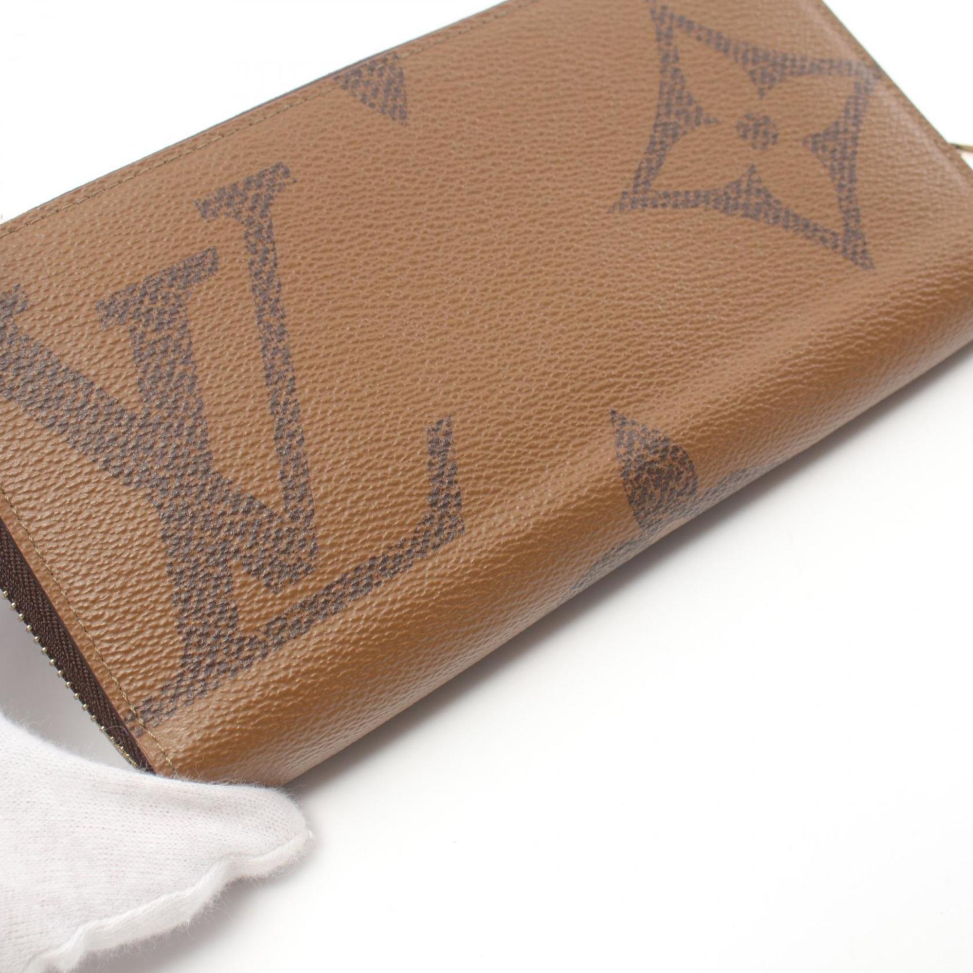 Louis Vuitton LOUIS VUITTON Zippy Wallet Round Long Coated Canvas Leather Monogram Giant Reverse Women's Brown M69353