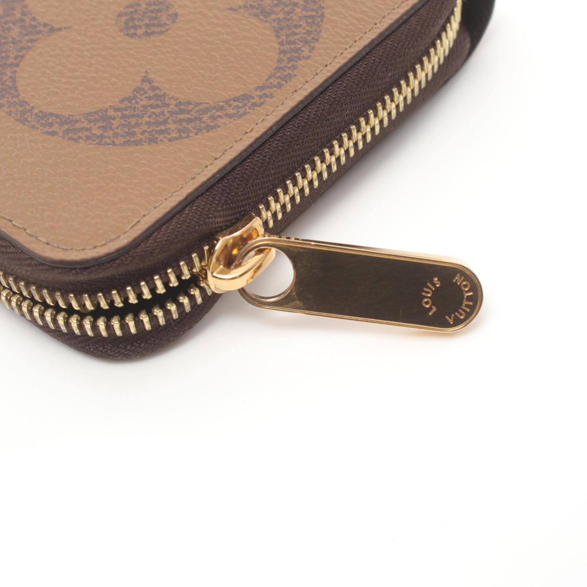 Louis Vuitton LOUIS VUITTON Zippy Wallet Round Long Coated Canvas Leather Monogram Giant Reverse Women's Brown M69353