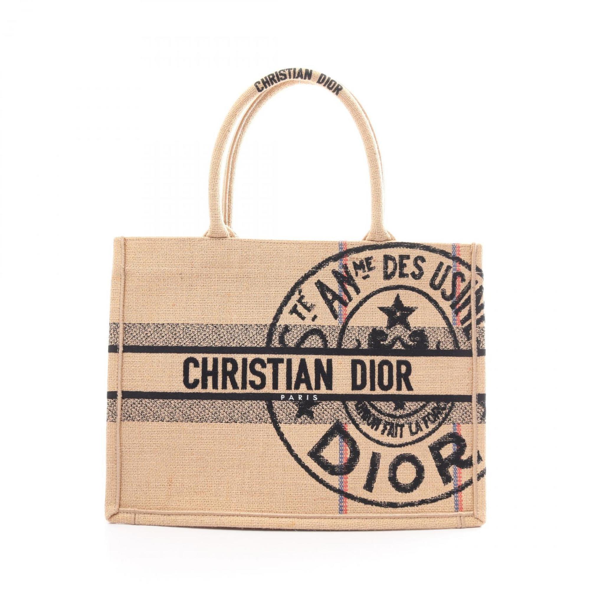 Christian Dior Dior BO TOTE Book Tote Medium Bag Canvas Women's Beige Multicolor