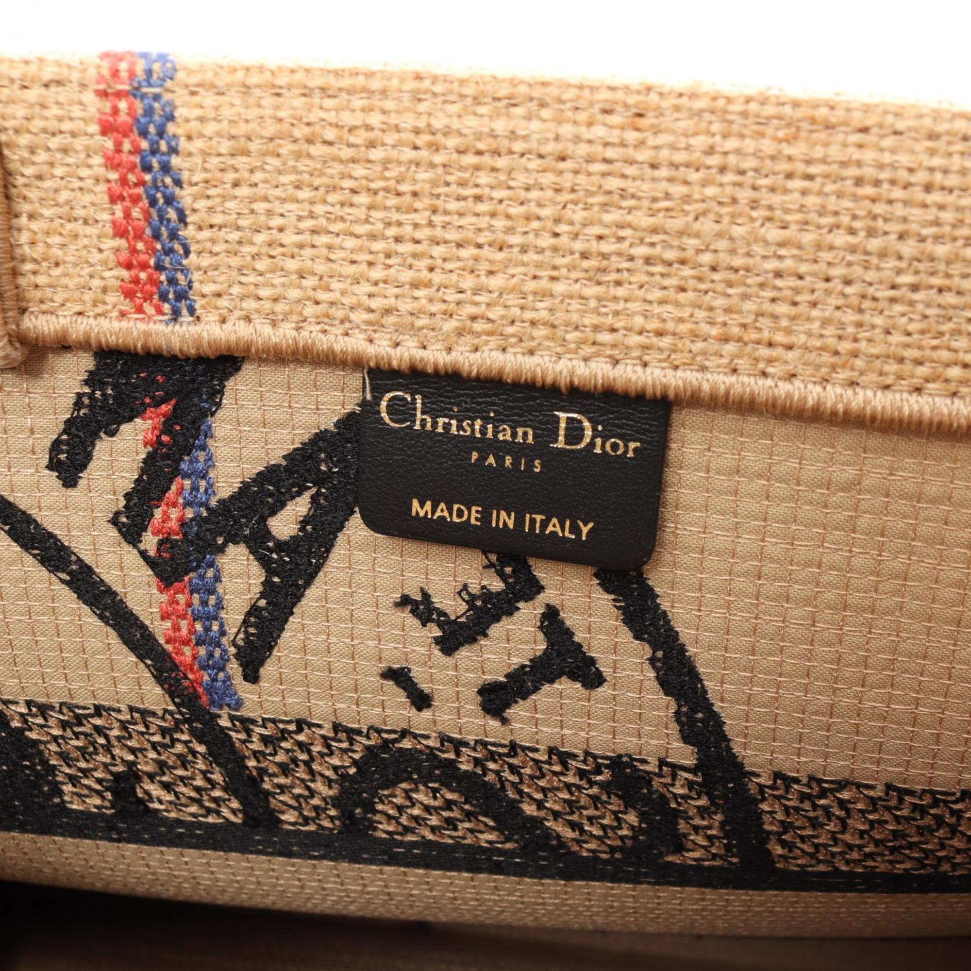 Christian Dior Dior BO TOTE Book Tote Medium Bag Canvas Women's Beige Multicolor