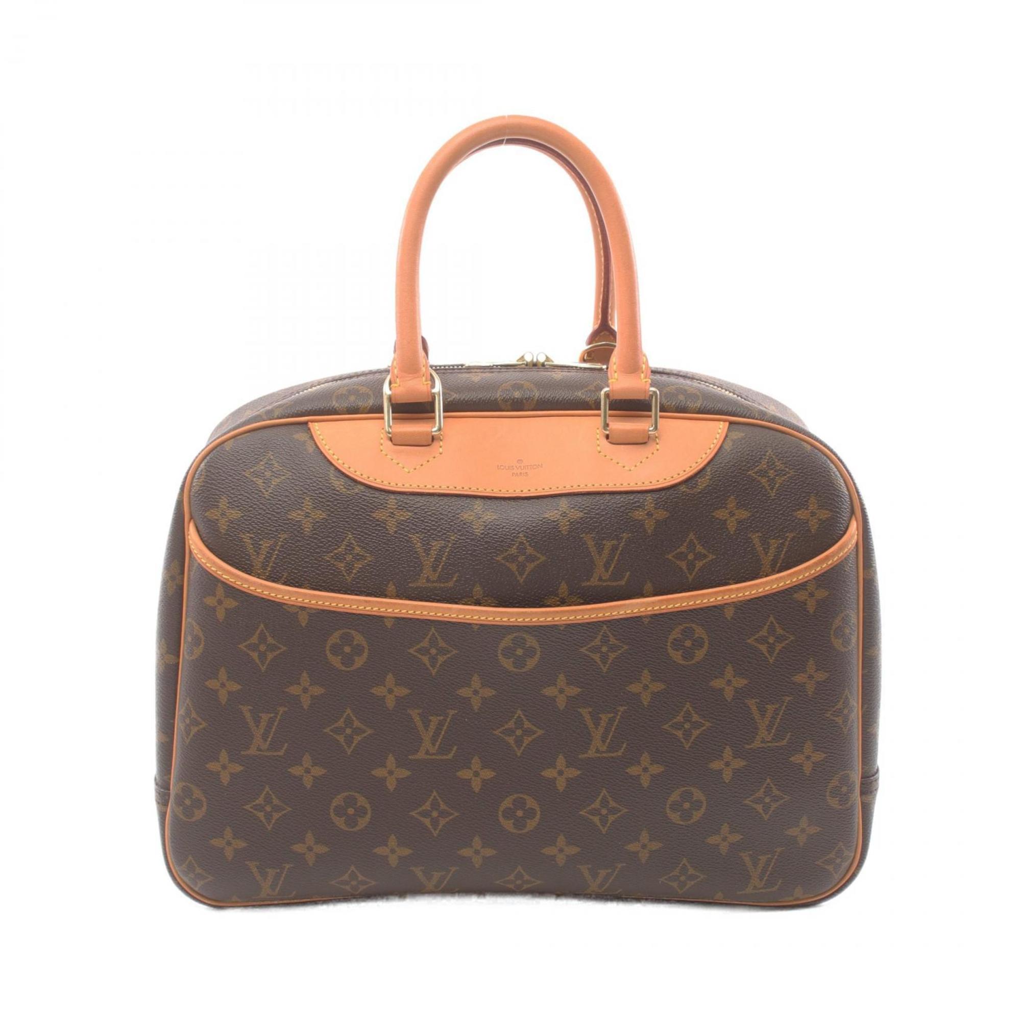 Louis Vuitton Deauville Bowling Vanity Handbag Bag Coated Canvas Leather Monogram Women's Brown M47270