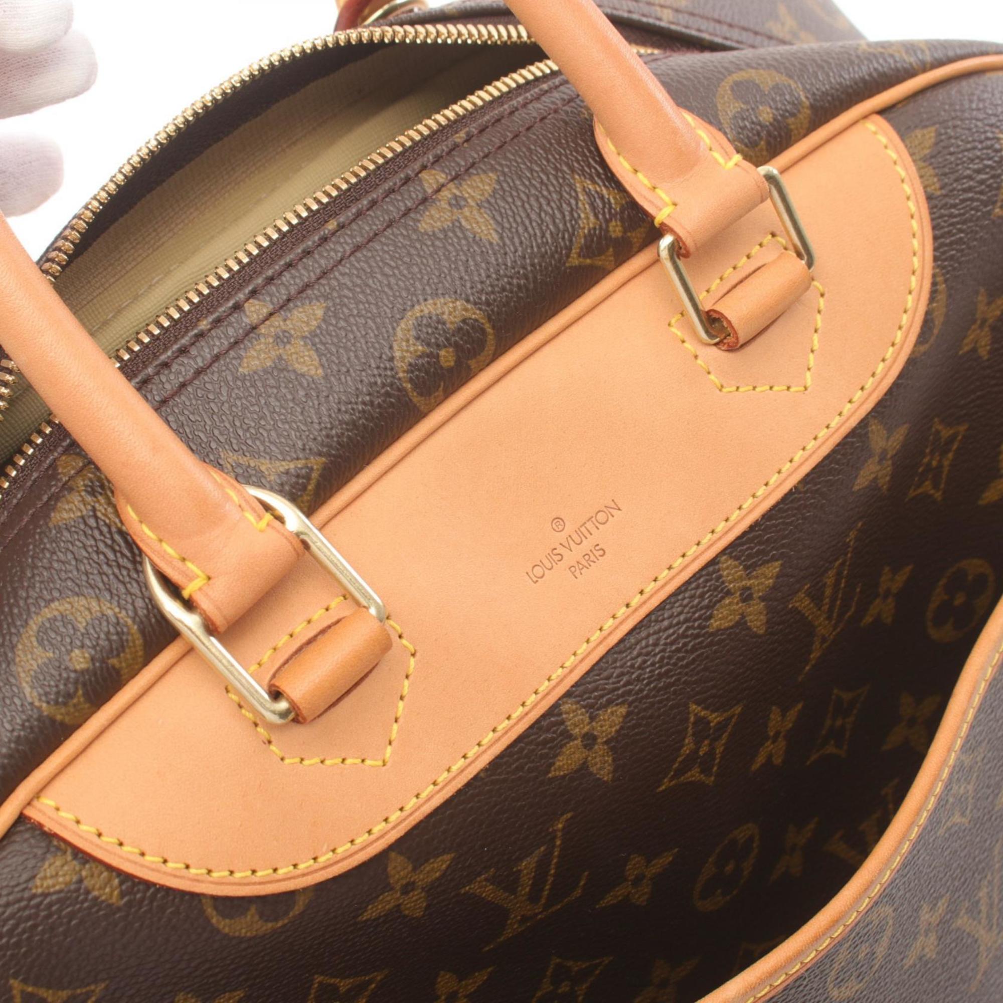 Louis Vuitton Deauville Bowling Vanity Handbag Bag Coated Canvas Leather Monogram Women's Brown M47270