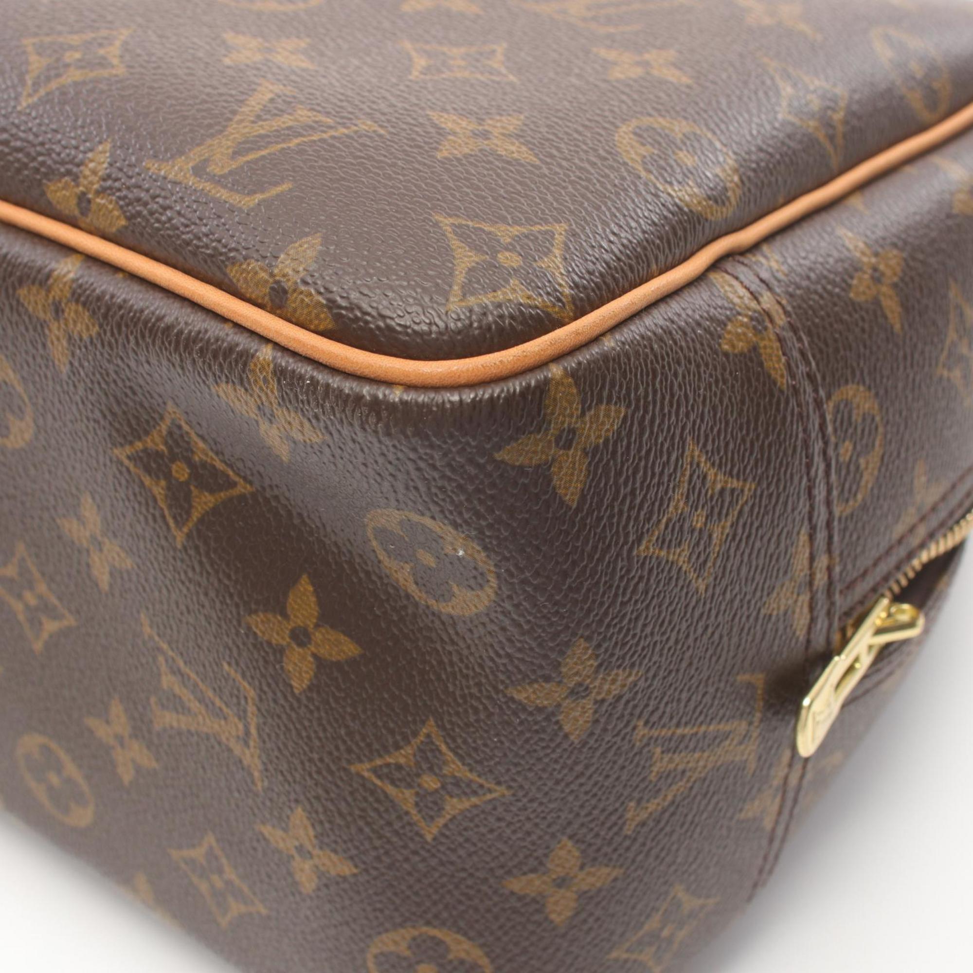 Louis Vuitton Deauville Bowling Vanity Handbag Bag Coated Canvas Leather Monogram Women's Brown M47270