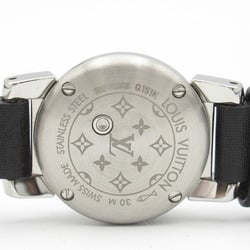 Louis Vuitton Tambour Bijou Watch Stainless Steel Leather Strap Women's Grey Q151K