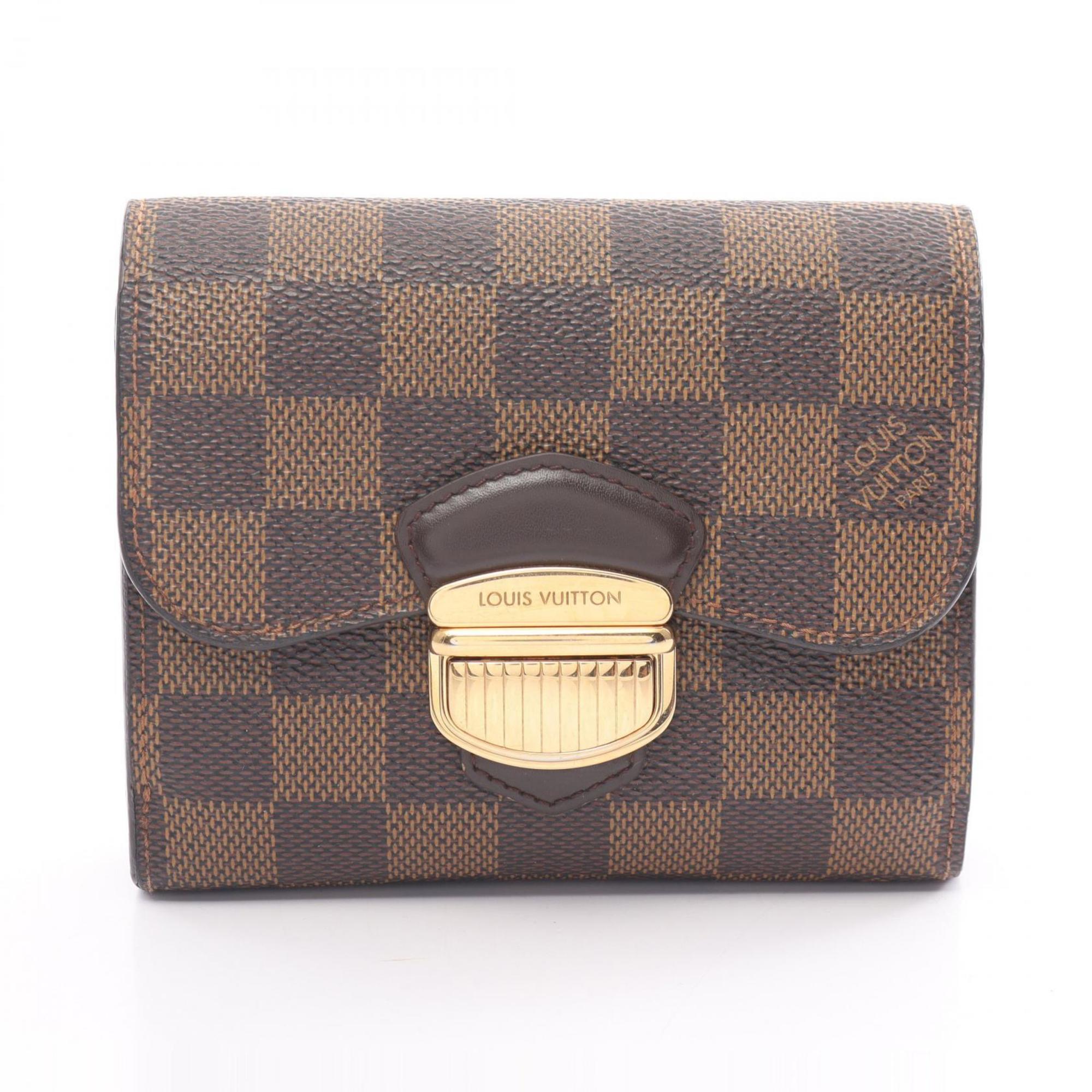 Louis Vuitton LOUIS VUITTON Portefeuille Joy Tri-fold Wallet Coated Canvas Leather Damier Women's Brown N60034