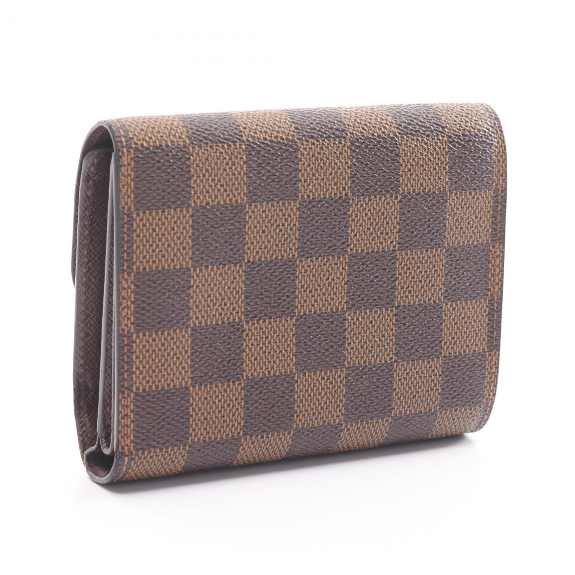 Louis Vuitton LOUIS VUITTON Portefeuille Joy Tri-fold Wallet Coated Canvas Leather Damier Women's Brown N60034