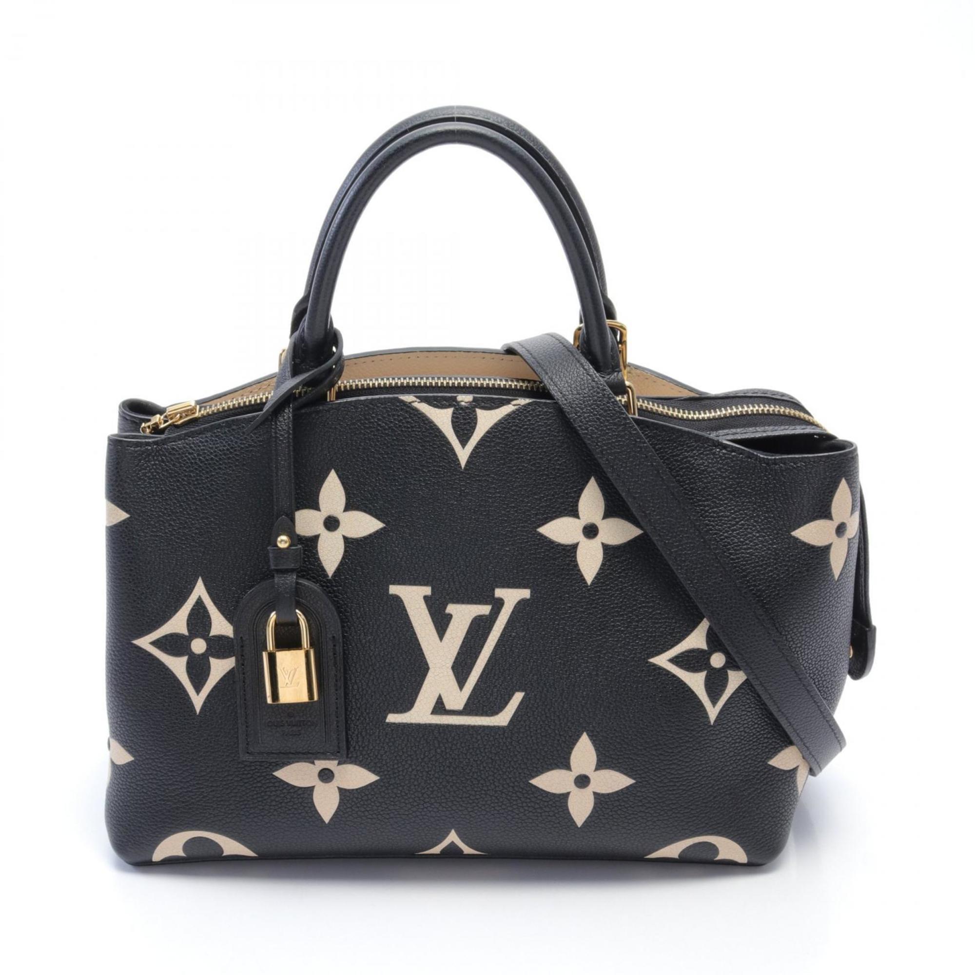 LOUIS VUITTON Petit Pale PM Handbag Bag Leather Monogram Empreinte Women's Black Beige M58913