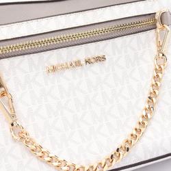 Michael Kors JET SET ITEM LG EW ZP CHAIN XBDY Shoulder Bag Coated Canvas Leather Women's White Gray 35S1GTTC9B