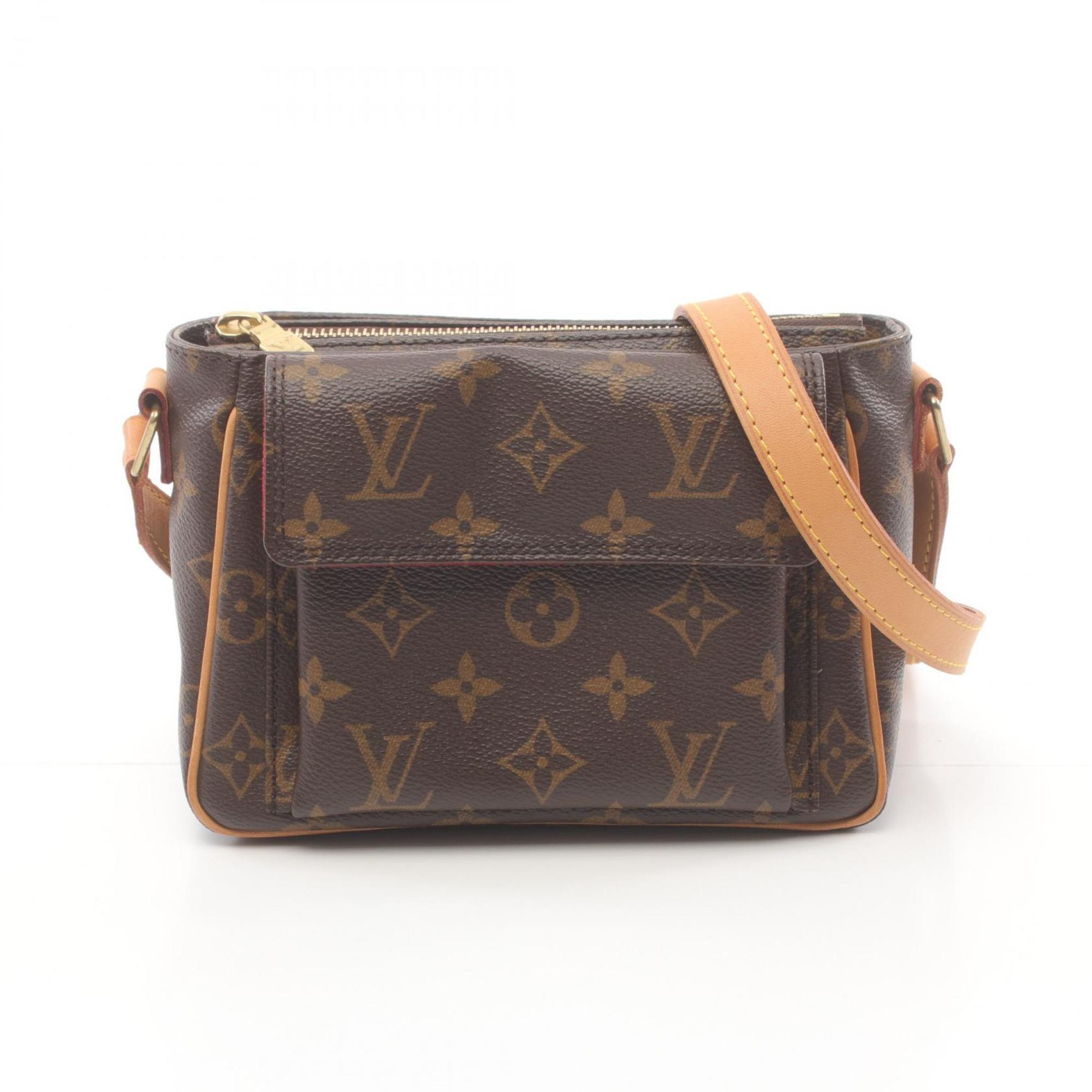 Louis Vuitton Vivacite PM Shoulder Bag, Coated Canvas, Leather, Monogram, Women's, Brown, M51165