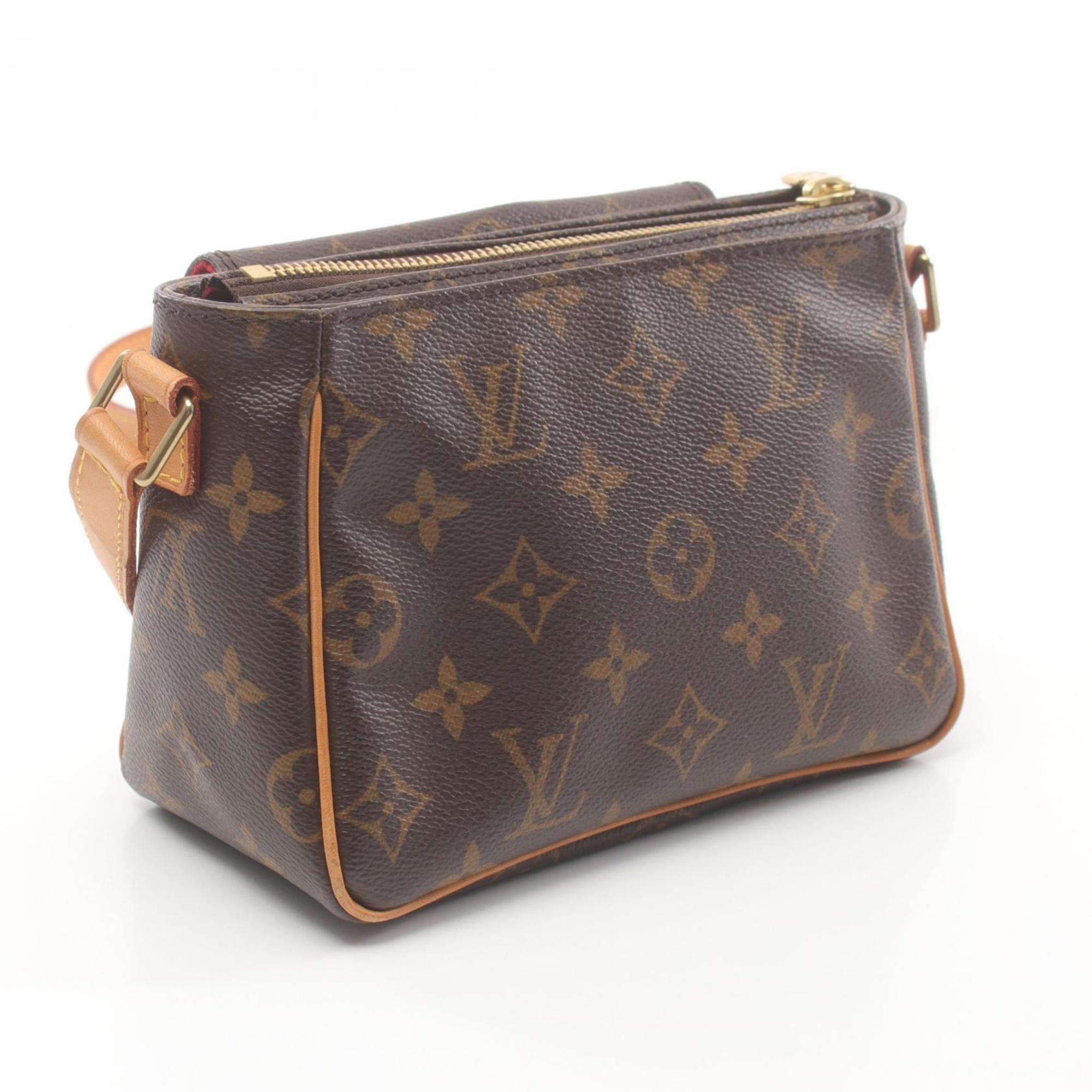 Louis Vuitton Vivacite PM Shoulder Bag, Coated Canvas, Leather, Monogram, Women's, Brown, M51165