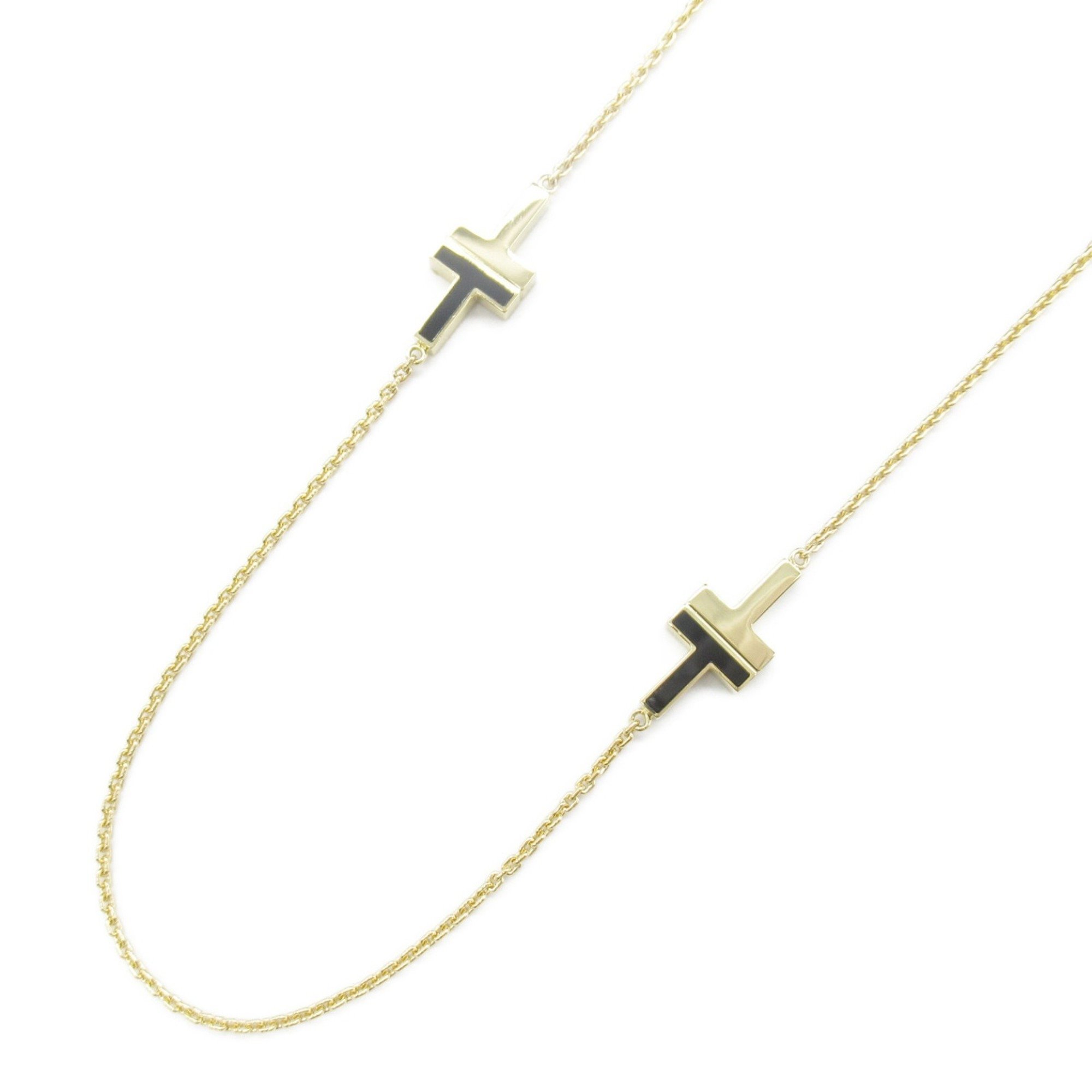 Tiffany & Co. T Station Onyx Necklace K18 (Yellow Gold) Women's Black