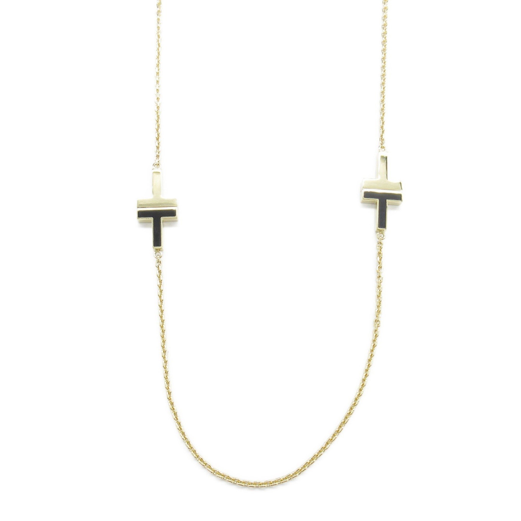 Tiffany & Co. T Station Onyx Necklace K18 (Yellow Gold) Women's Black