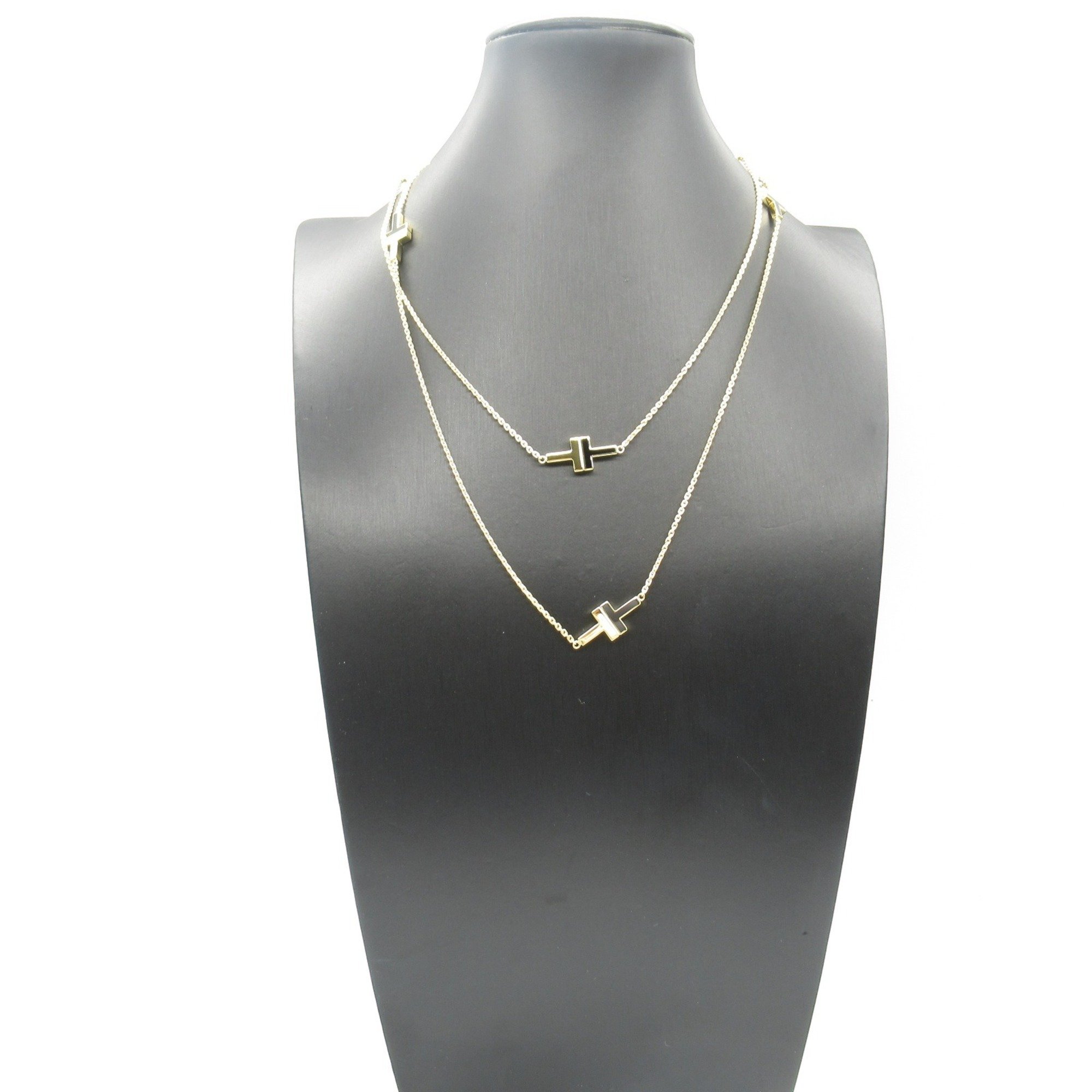 Tiffany & Co. T Station Onyx Necklace K18 (Yellow Gold) Women's Black